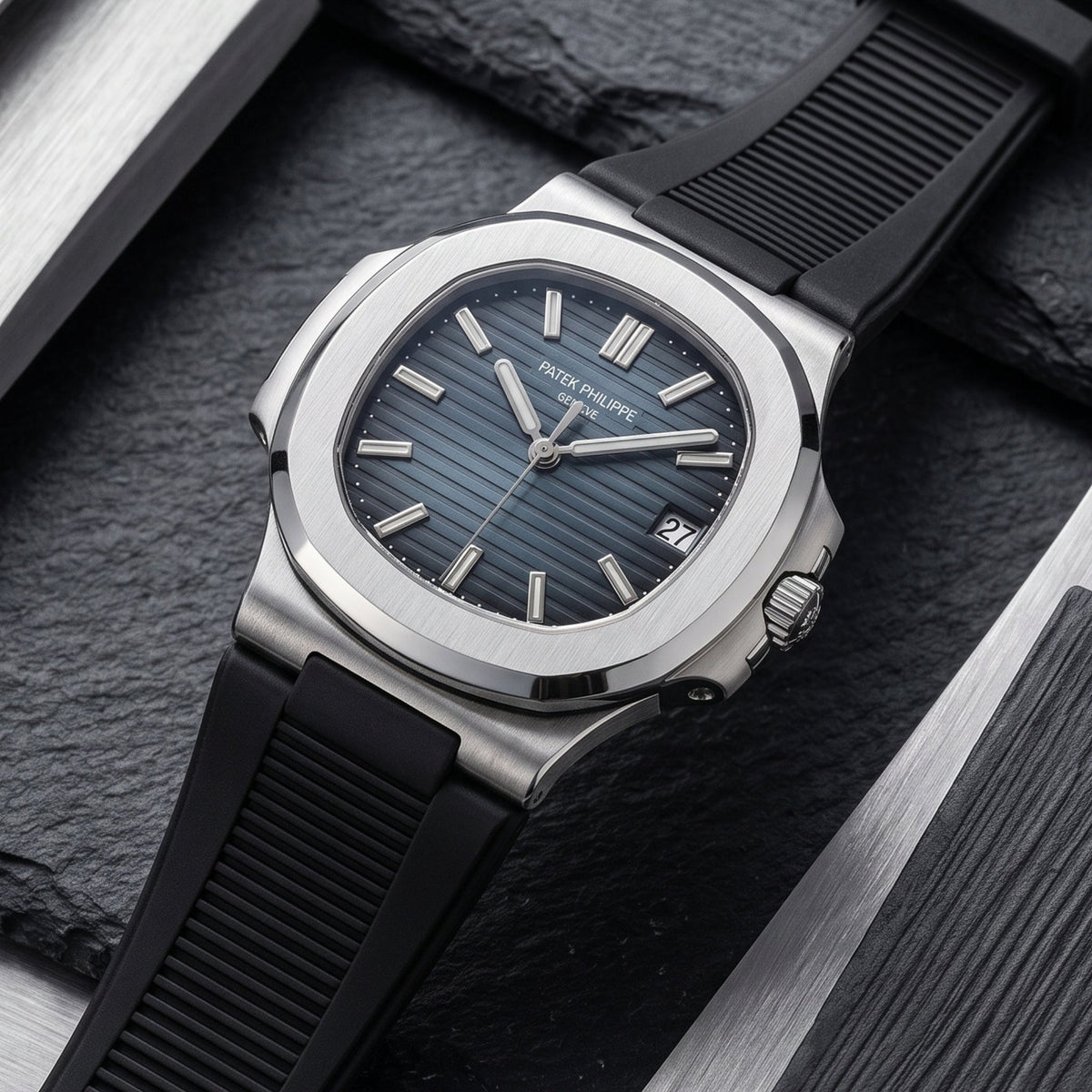 Rubber Strap - For Patek Philippe Nautilus - Black - Helvetus