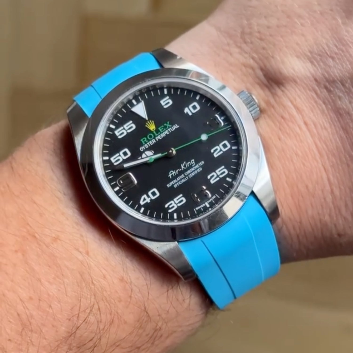 Rubber Strap - For Rolex Air - King 126900/116900 - Light Blue - Helvetus