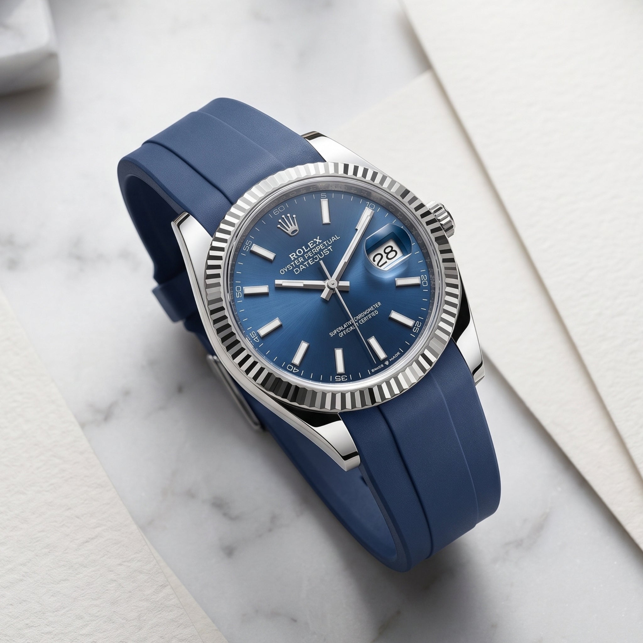 Rubber Strap - For Rolex Datejust 36 - Navy Blue - Helvetus