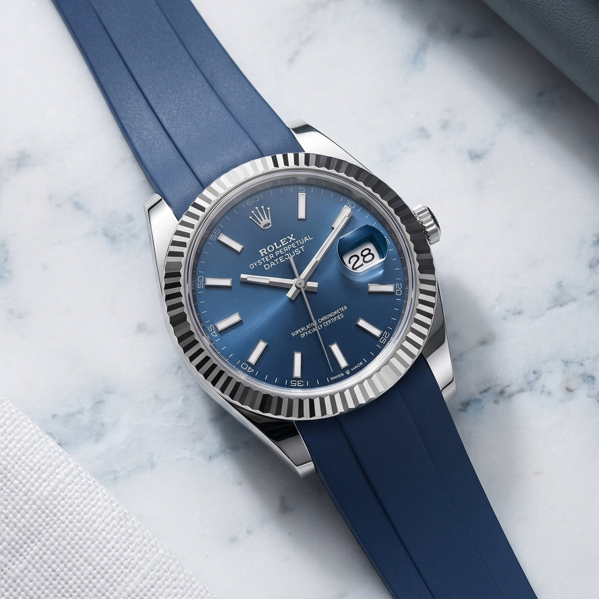 Rubber Strap - For Rolex Datejust 41mm - Navy Blue - Helvetus