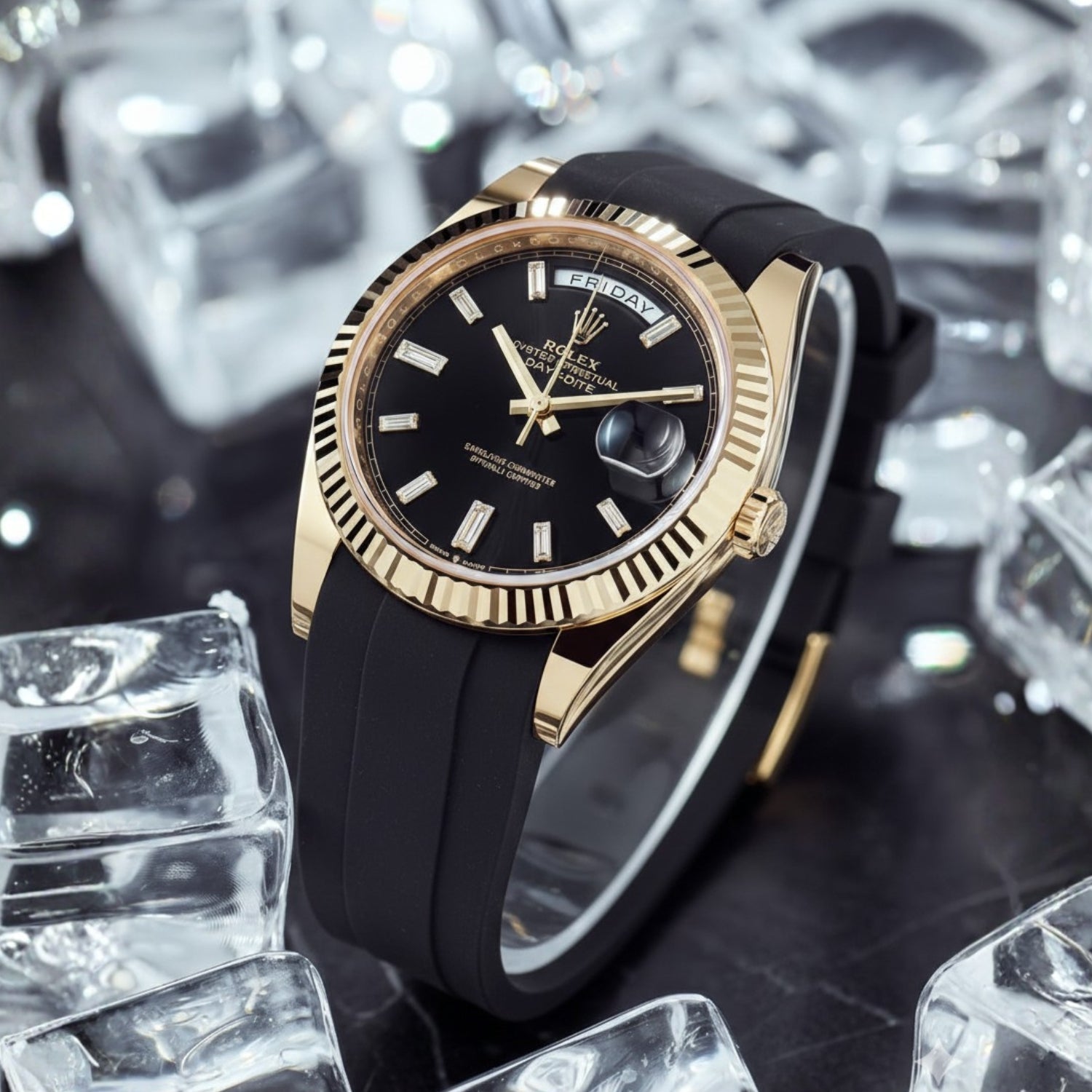 Rubber Strap - For Rolex Day - Date 36mm - Black - Helvetus