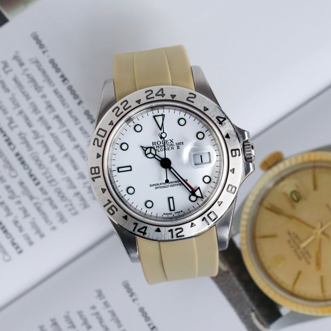 Rubber Strap - For Rolex Explorer II - Beige - Helvetus