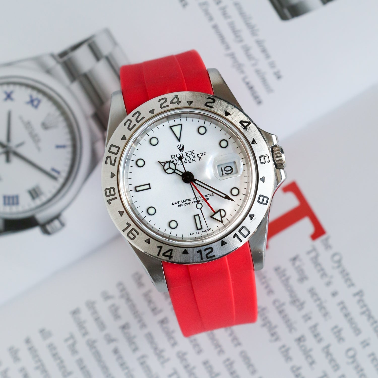 Rubber Strap - For Rolex Explorer II - Red - Helvetus