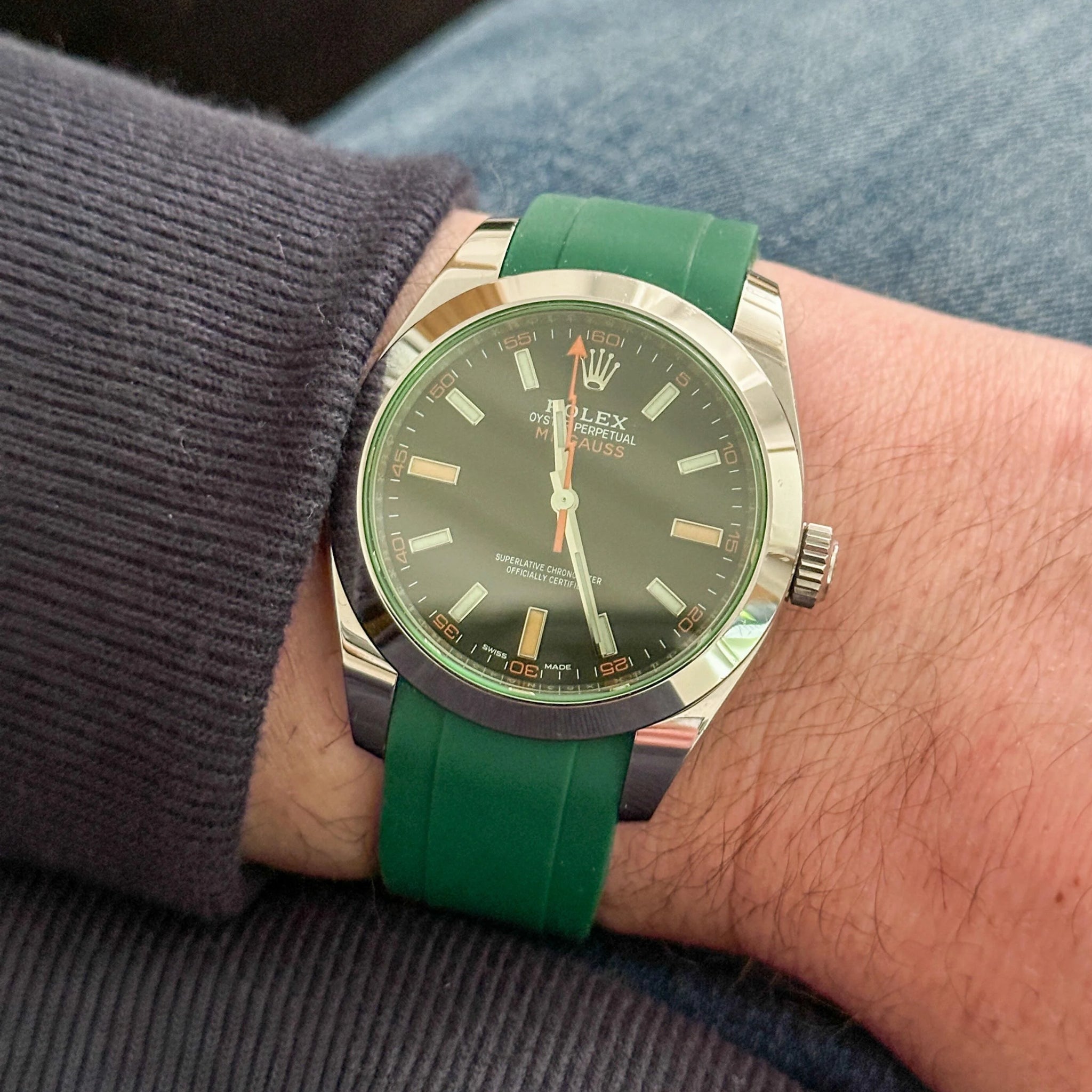 Rubber Strap - For Rolex Milgauss - Green - Helvetus