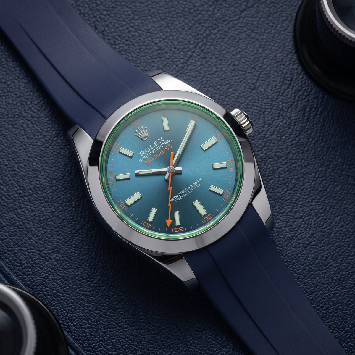 Rubber Strap - For Rolex Milgauss - Navy Blue - Helvetus