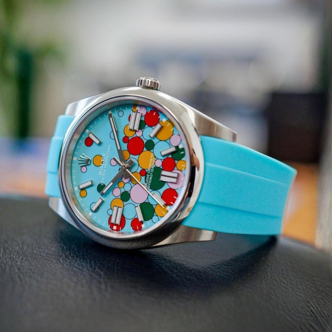 Rubber Strap - For Rolex Oyster Perpetual 36mm - Light Blue - Helvetus