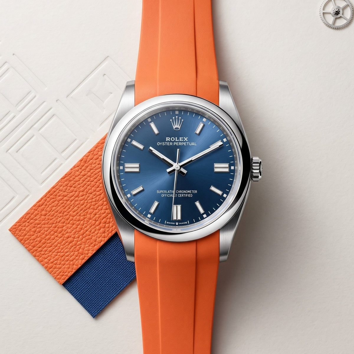 Rubber Strap - For Rolex Oyster Perpetual 36mm - Orange - Helvetus