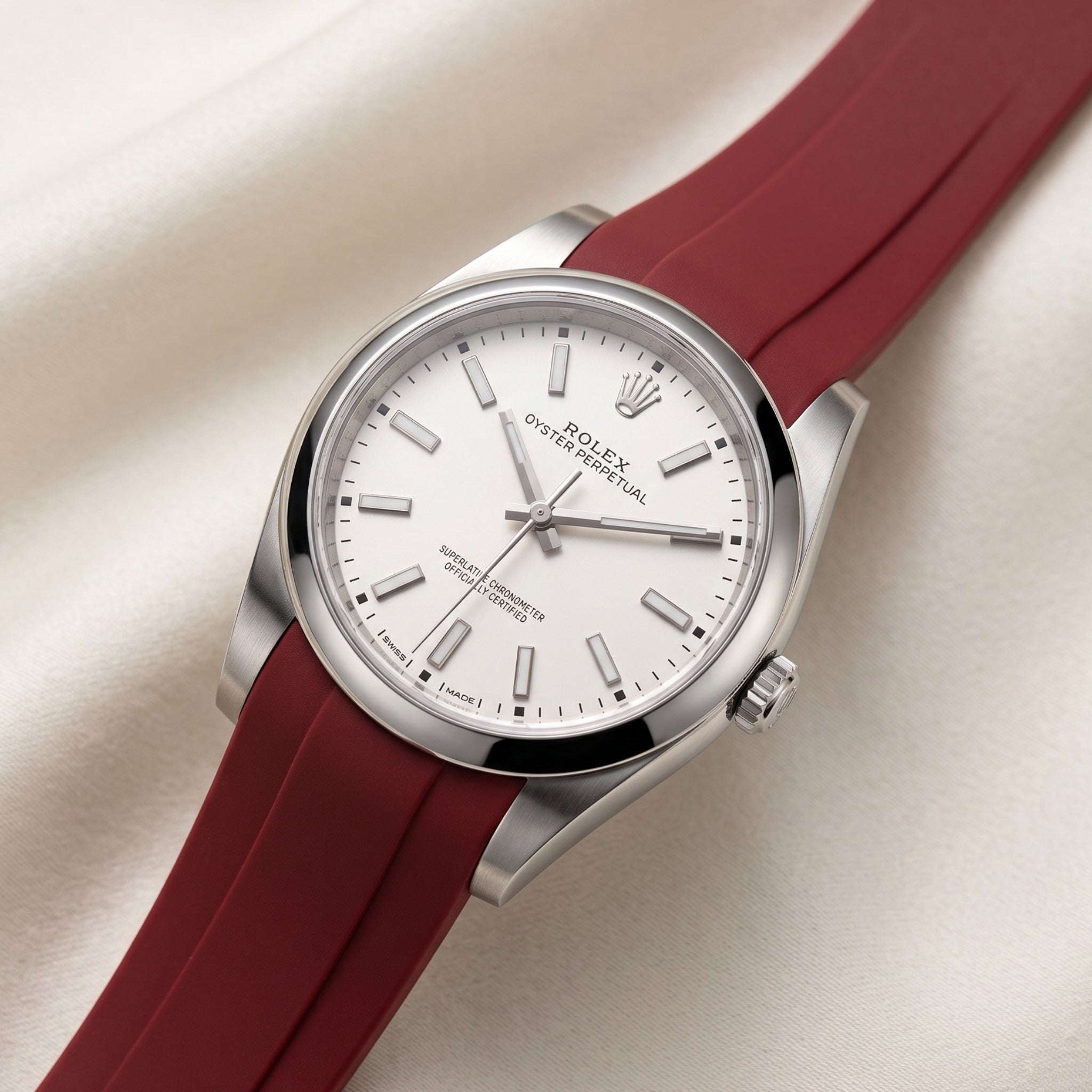 Rubber Strap - For Rolex Oyster Perpetual 39mm - Bordeaux - Helvetus