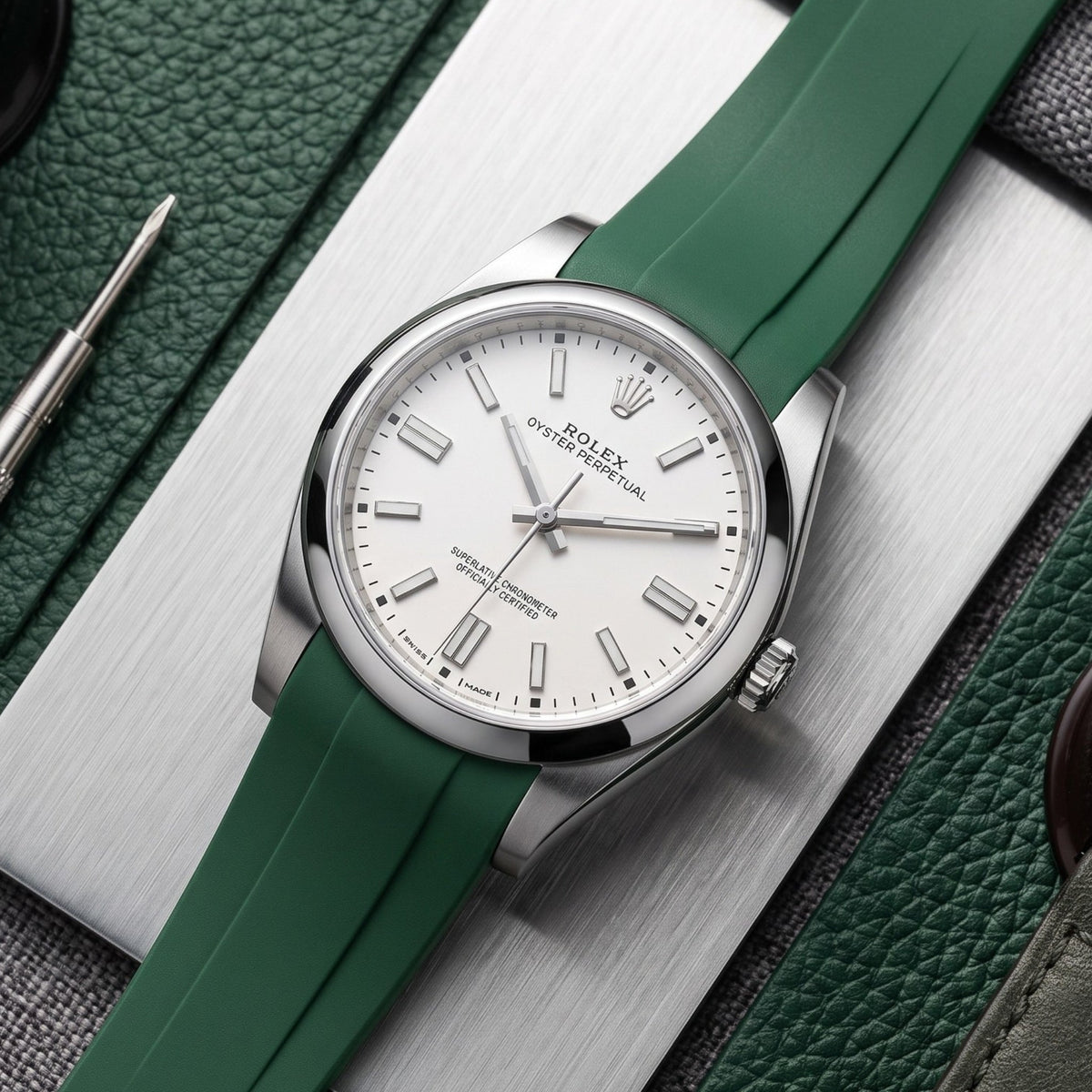 Rubber Strap - For Rolex Oyster Perpetual 39mm - Green - Helvetus