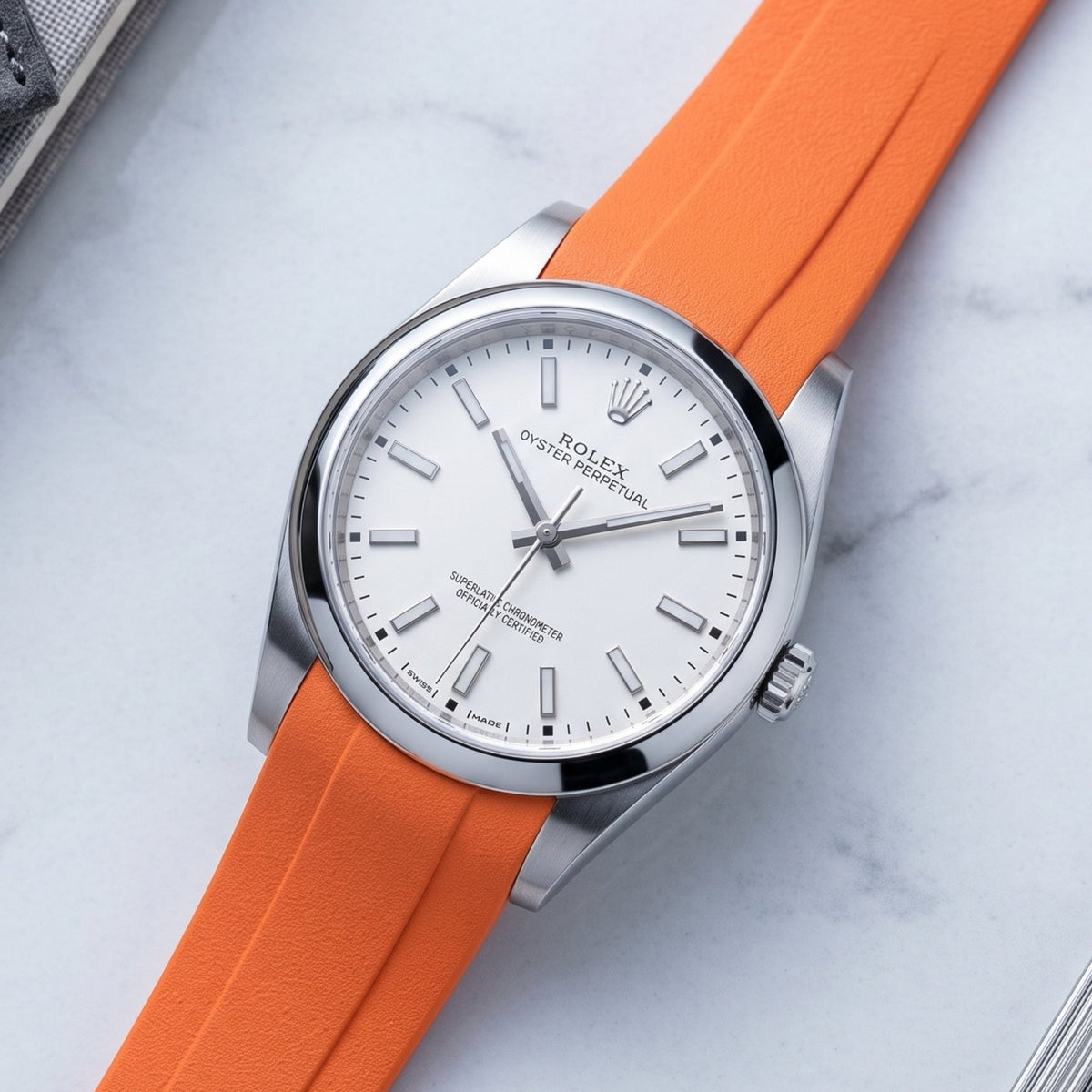 Rubber Strap - For Rolex Oyster Perpetual 39mm - Orange - Helvetus