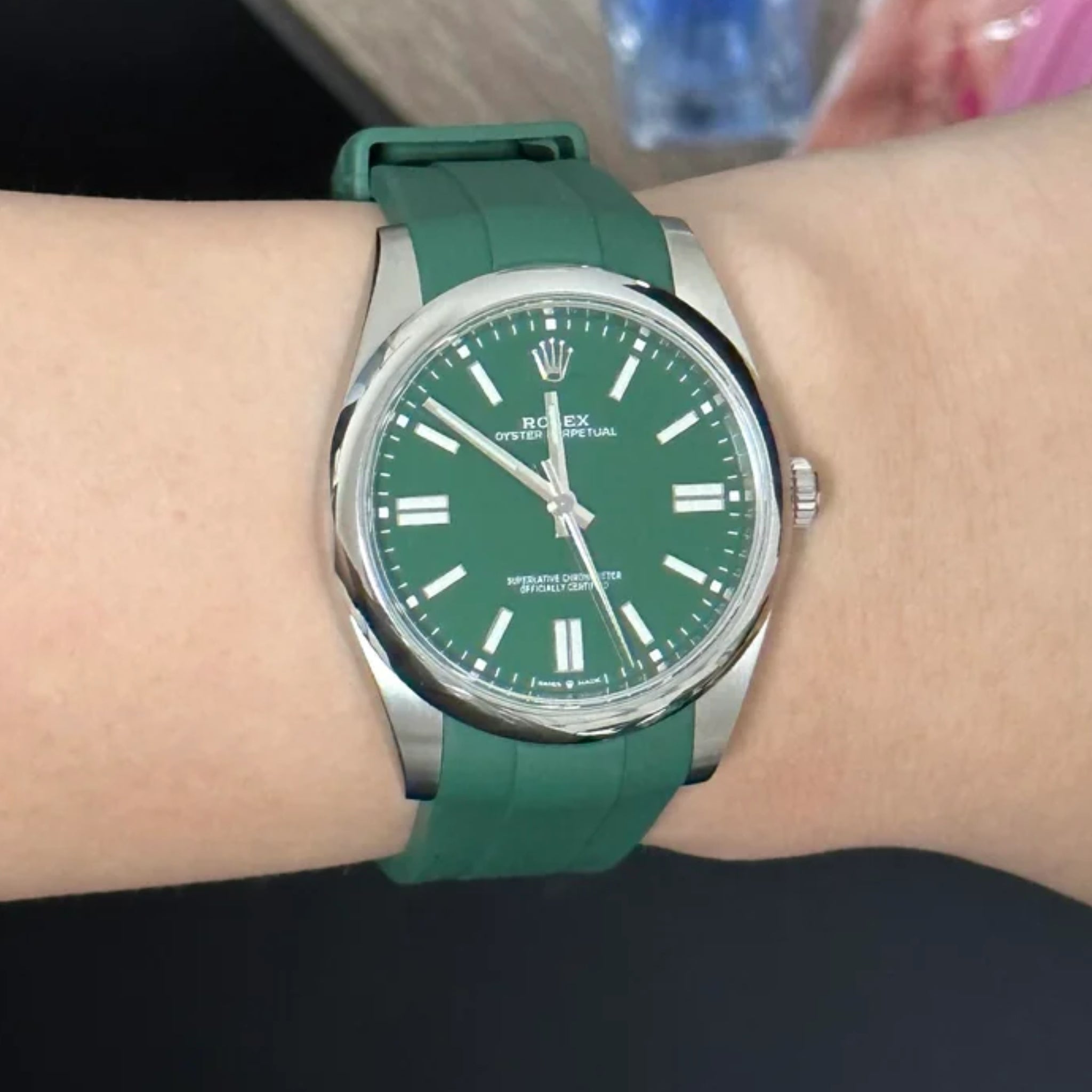 Rubber Strap - For Rolex Oyster Perpetual 41mm - Green - Helvetus