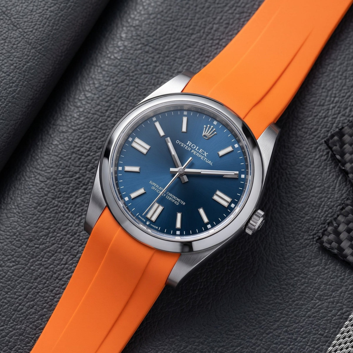 Rubber Strap - For Rolex Oyster Perpetual 41mm - Orange - Helvetus