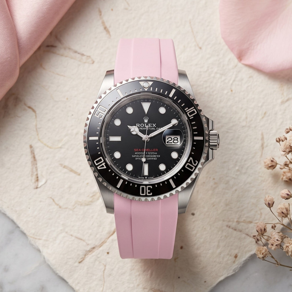 Rubber Strap - For Rolex Sea-Dweller - Pink - Helvetus