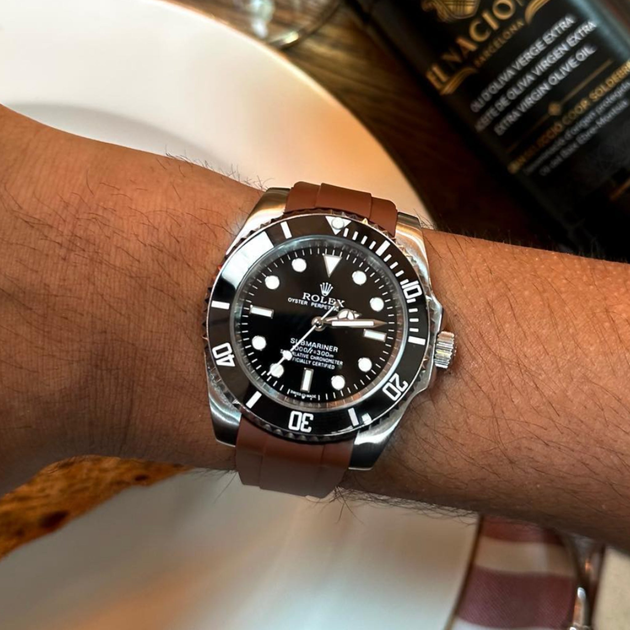 Rubber Strap - For Rolex Submariner - Brown - Helvetus