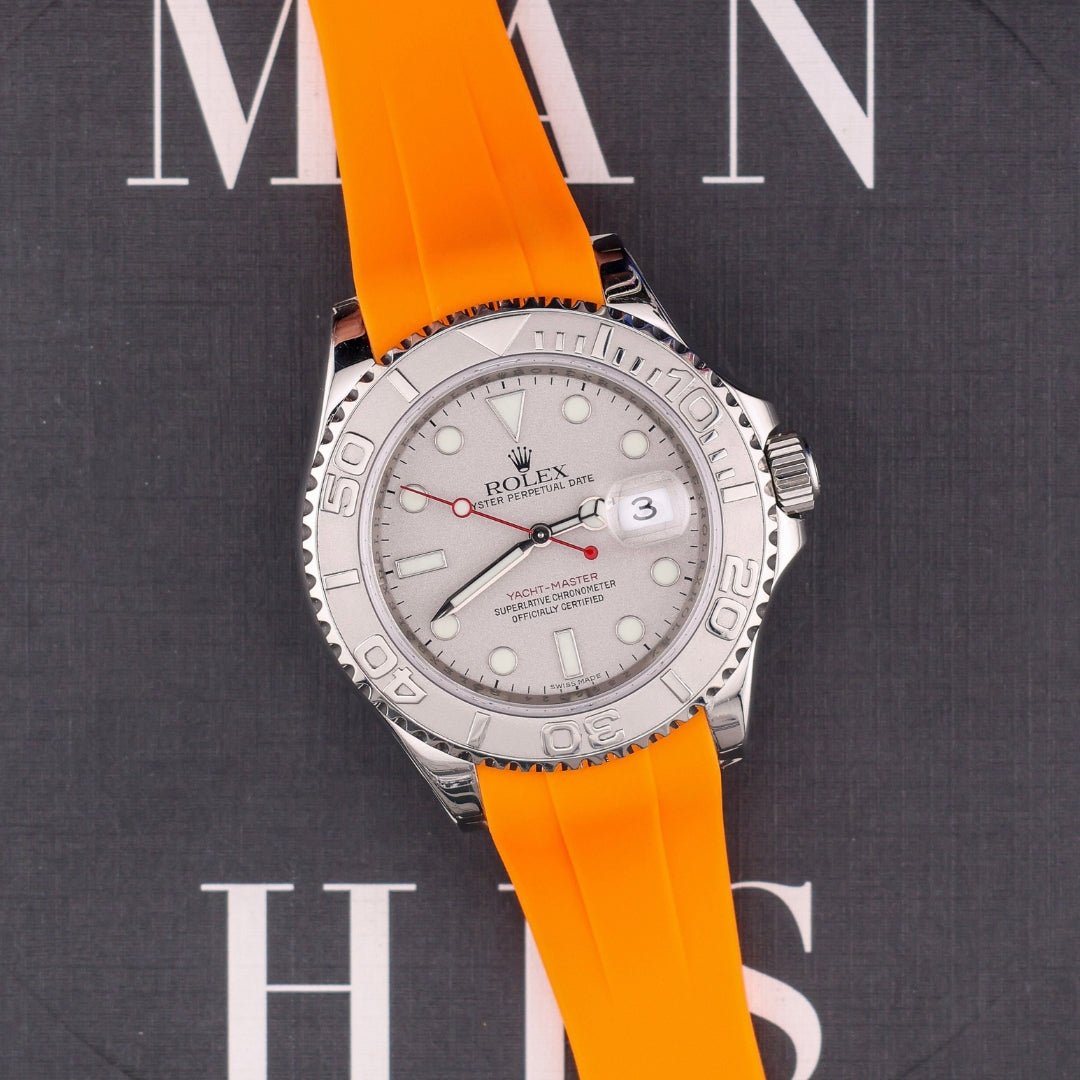 Rubber Strap - For Rolex Yacht - Master 40mm/42mm/37mm - Orange - Helvetus