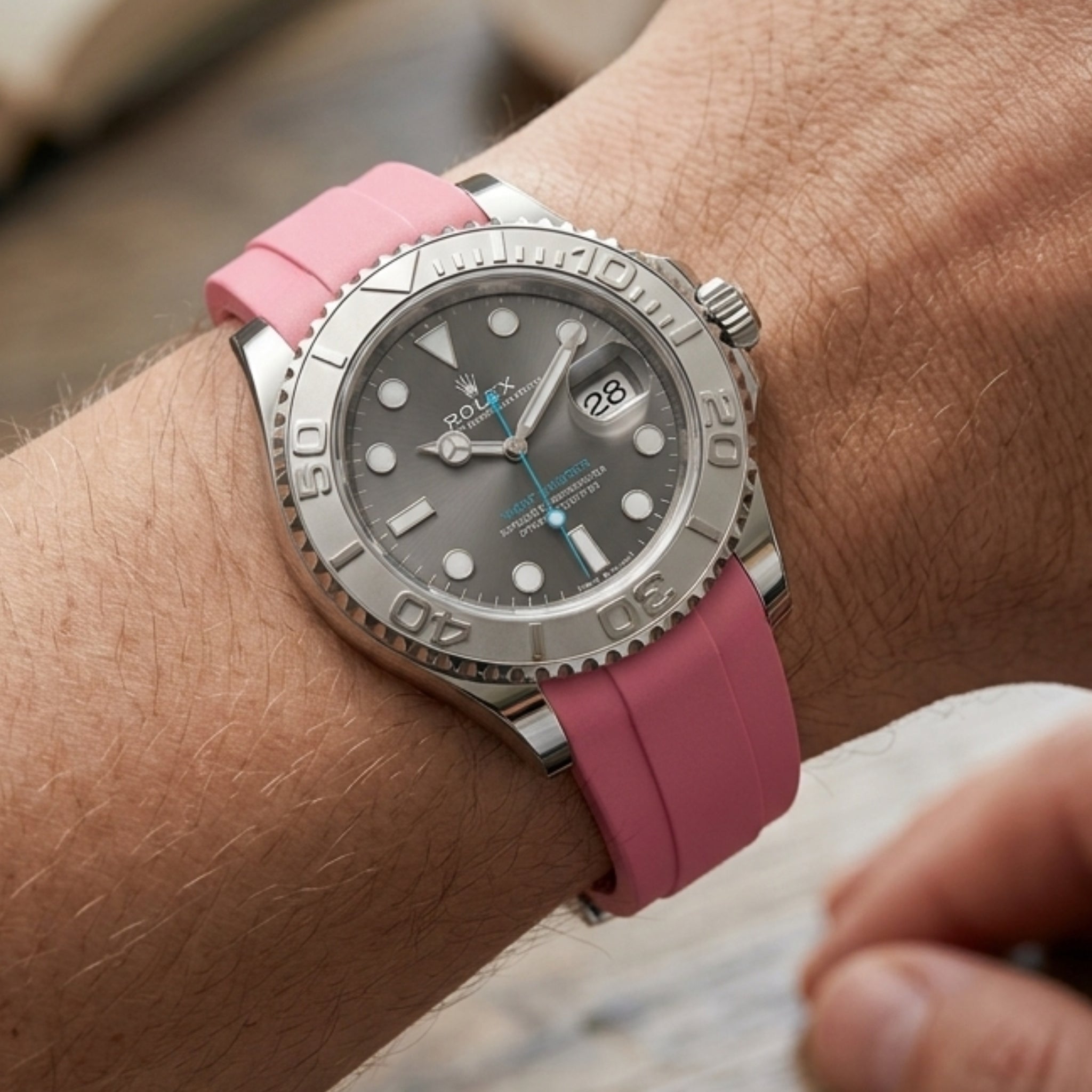 Rubber Strap - For Rolex Yacht - Master 40mm/42mm/37mm - Pink - Helvetus