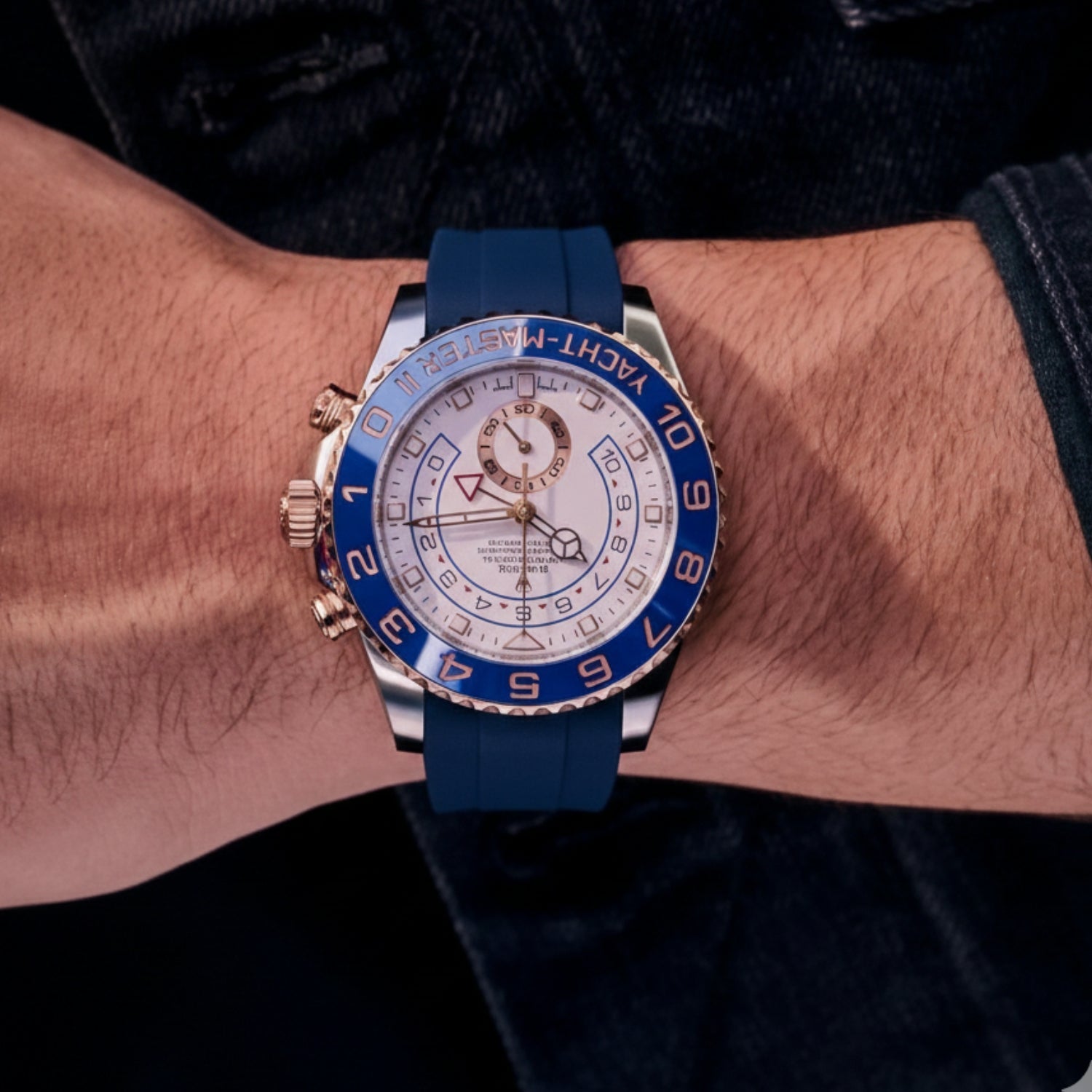 Rubber Strap - For Rolex Yacht - Master II 44mm - Navy Blue - Helvetus