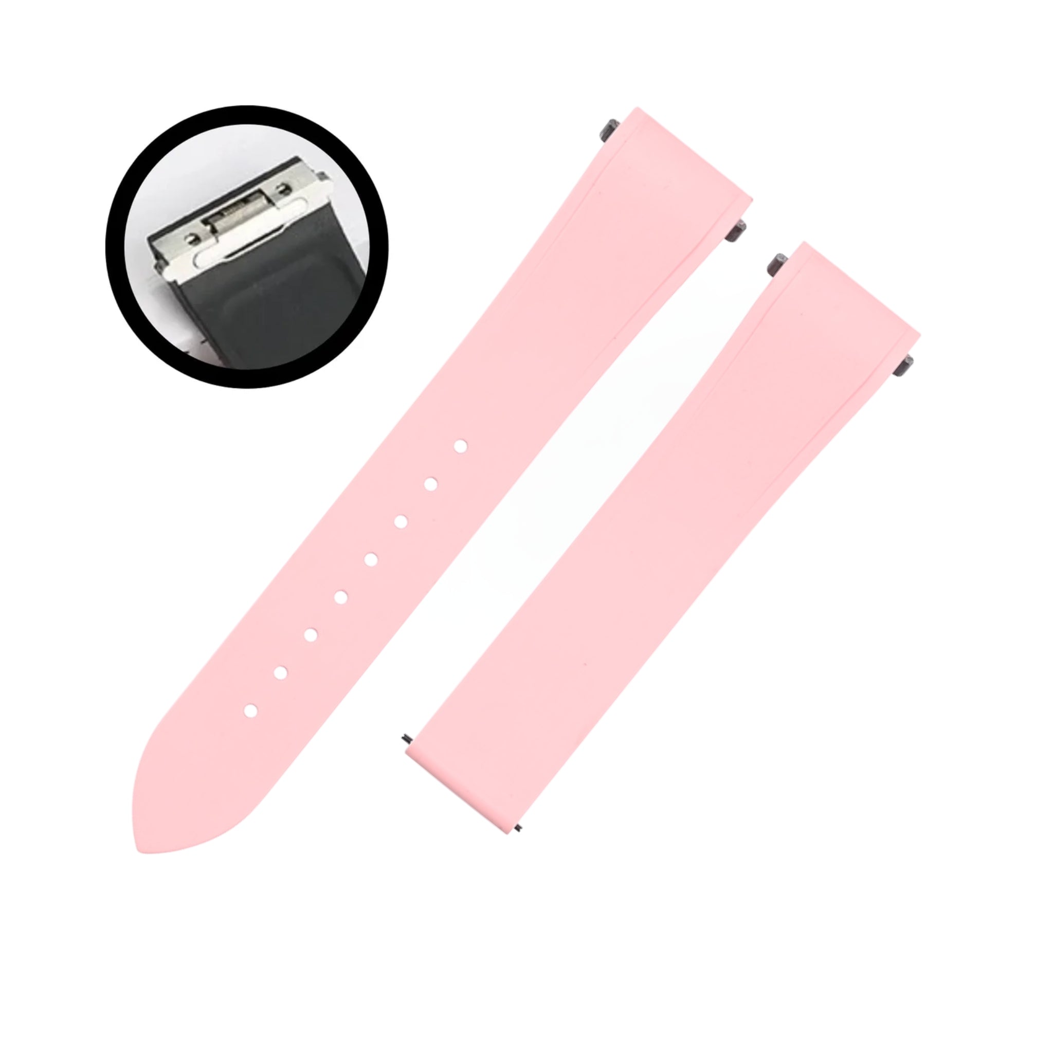 Rubber Strap - For Santos de Cartier Medium - Light Pink - Quick Switch/Release - Helvetus