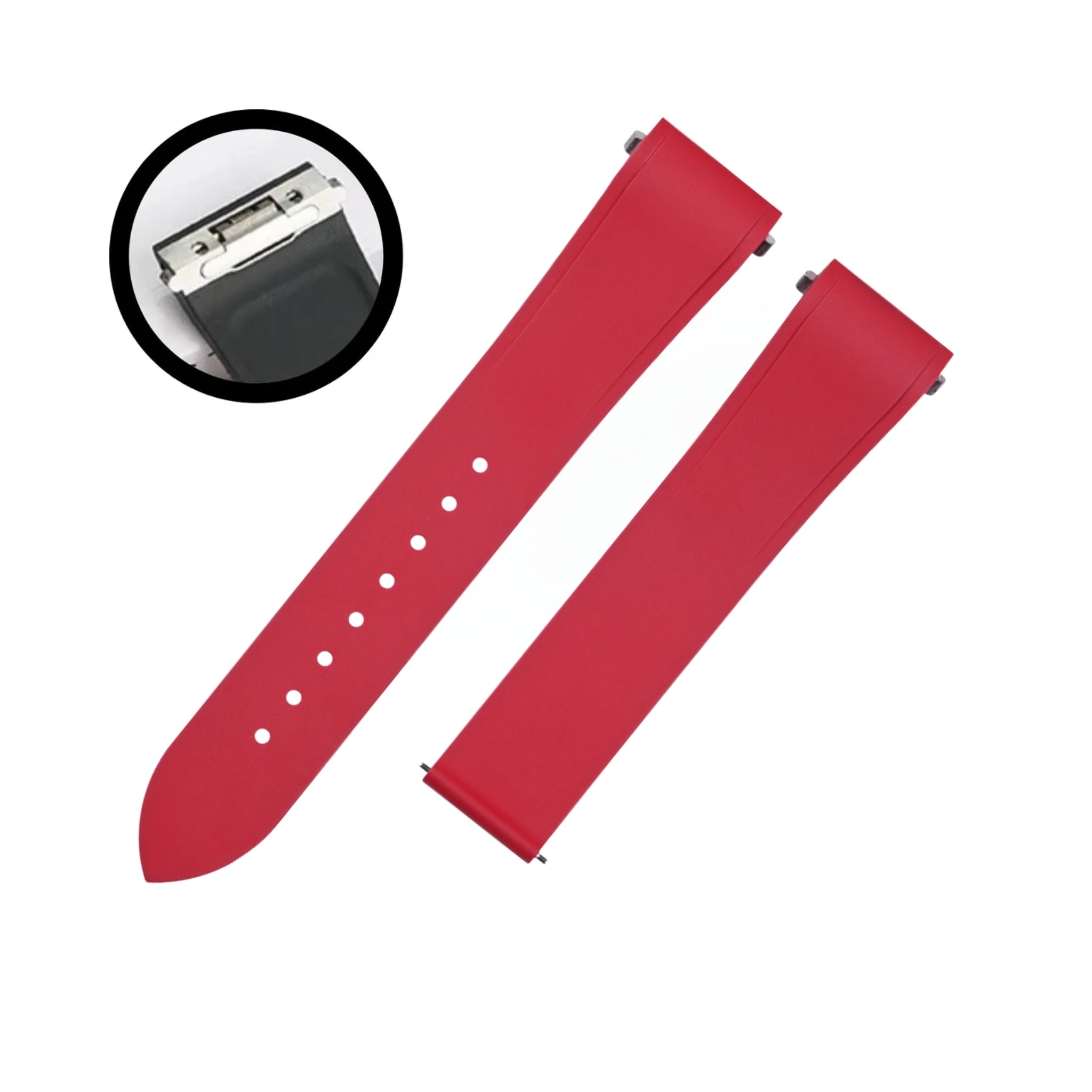 Rubber Strap - For Santos de Cartier Medium - Red - Quick Switch/Release - Helvetus