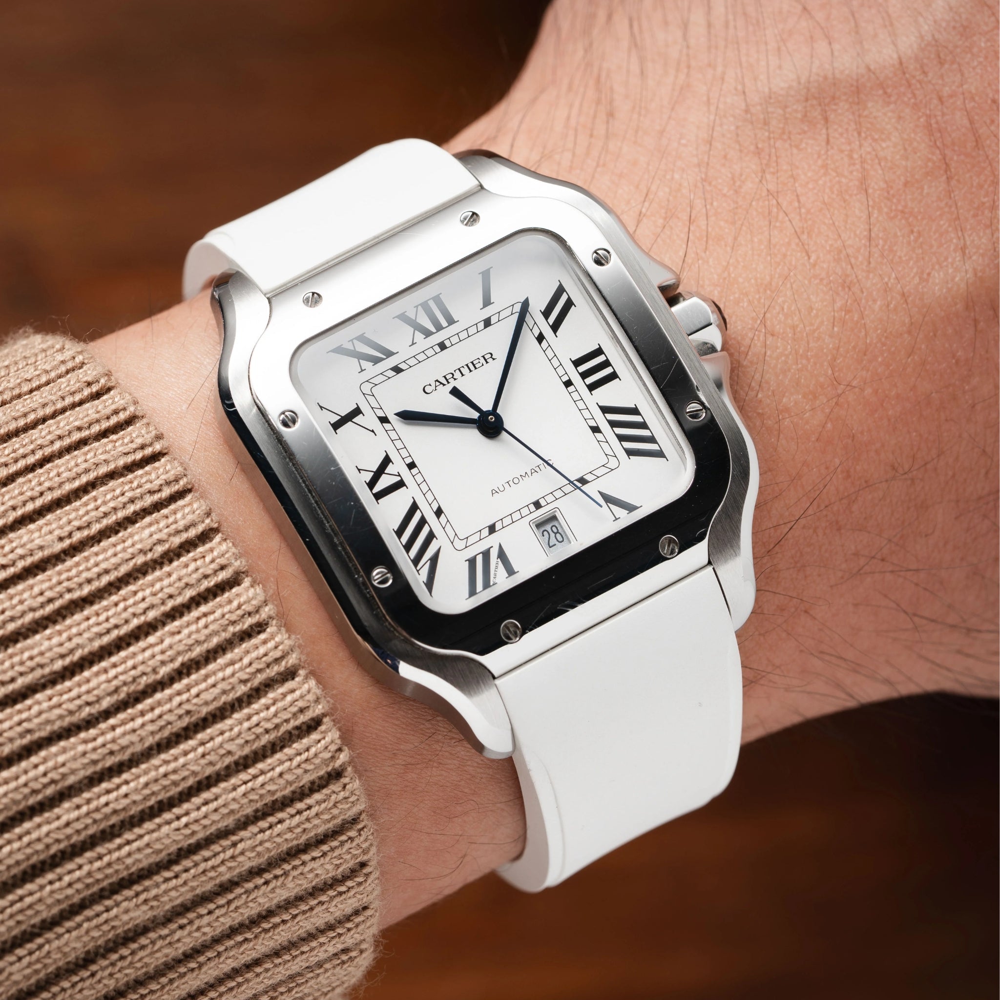Rubber Strap - For Santos de Cartier Medium - White - Quick Switch/Release - Helvetus