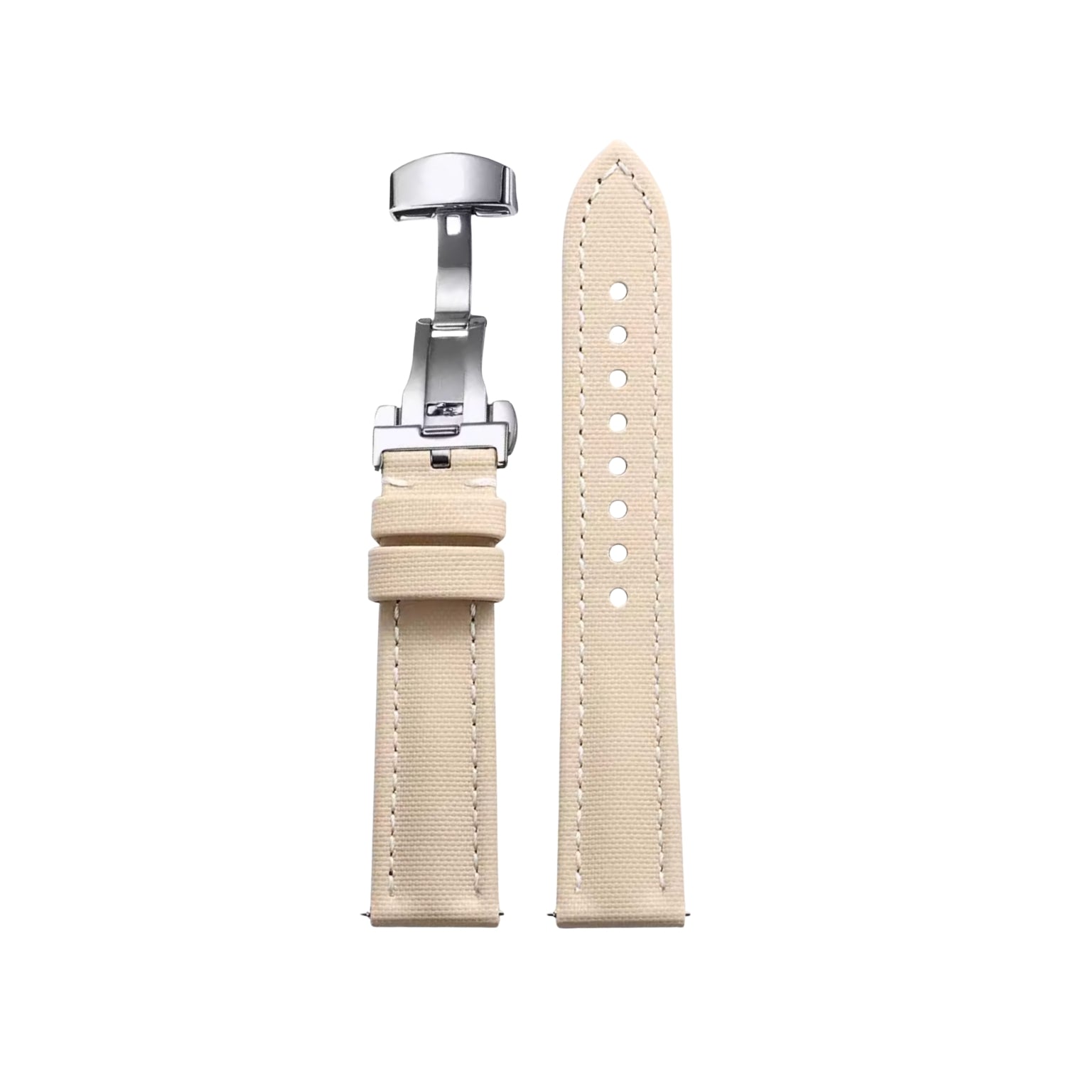 Sailcloth FKM Rubber Watch Strap – Beige/White – MarinerTex™ by Helvetus® - Helvetus