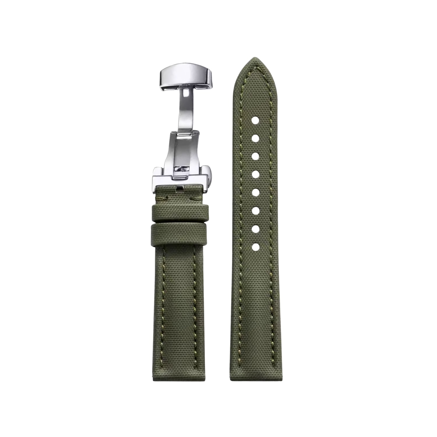 Sailcloth FKM Rubber Watch Strap – Green – MarinerTex™ by Helvetus® - Helvetus