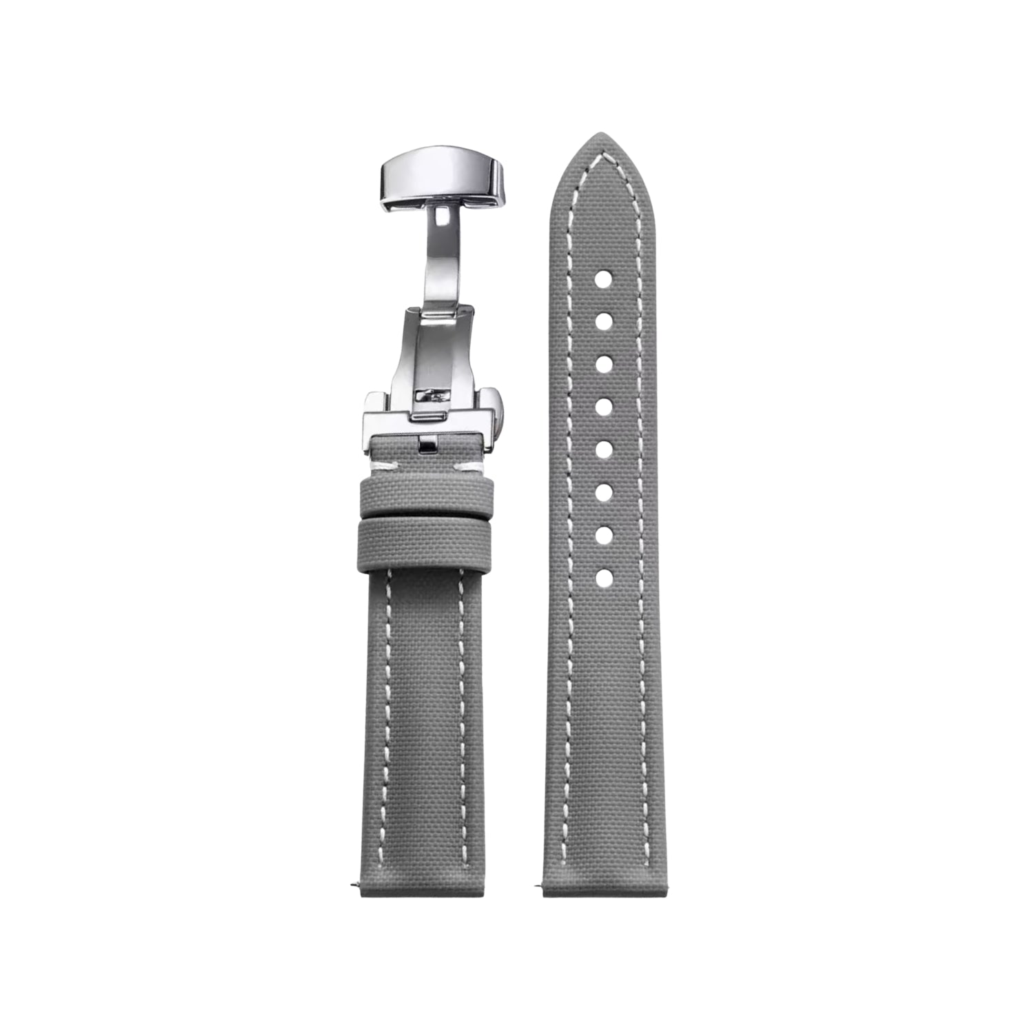 Sailcloth FKM Rubber Watch Strap – Grey/White – MarinerTex™ by Helvetus® - Helvetus