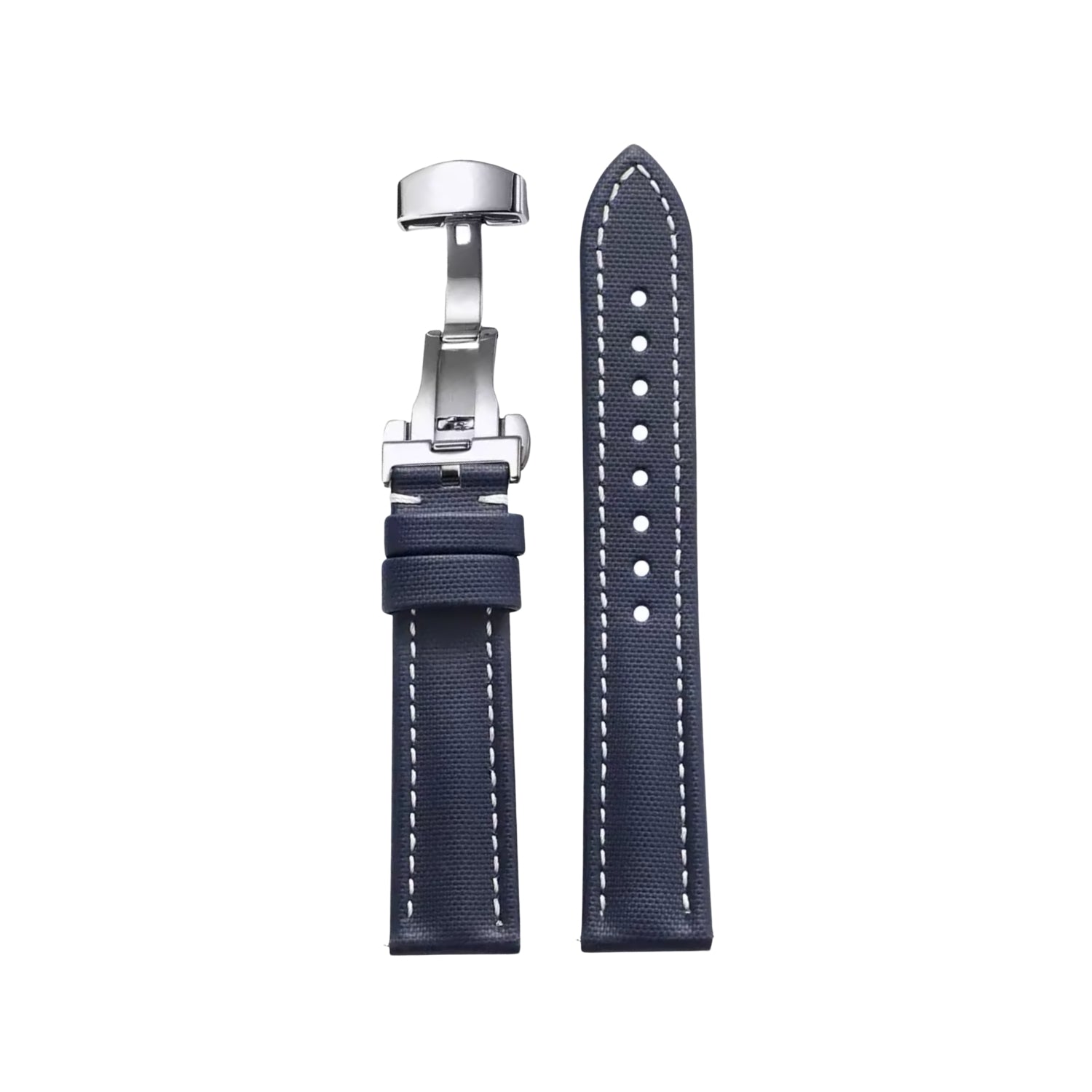 Sailcloth FKM Rubber Watch Strap – Navy Blue/White – MarinerTex™ by Helvetus® - Helvetus