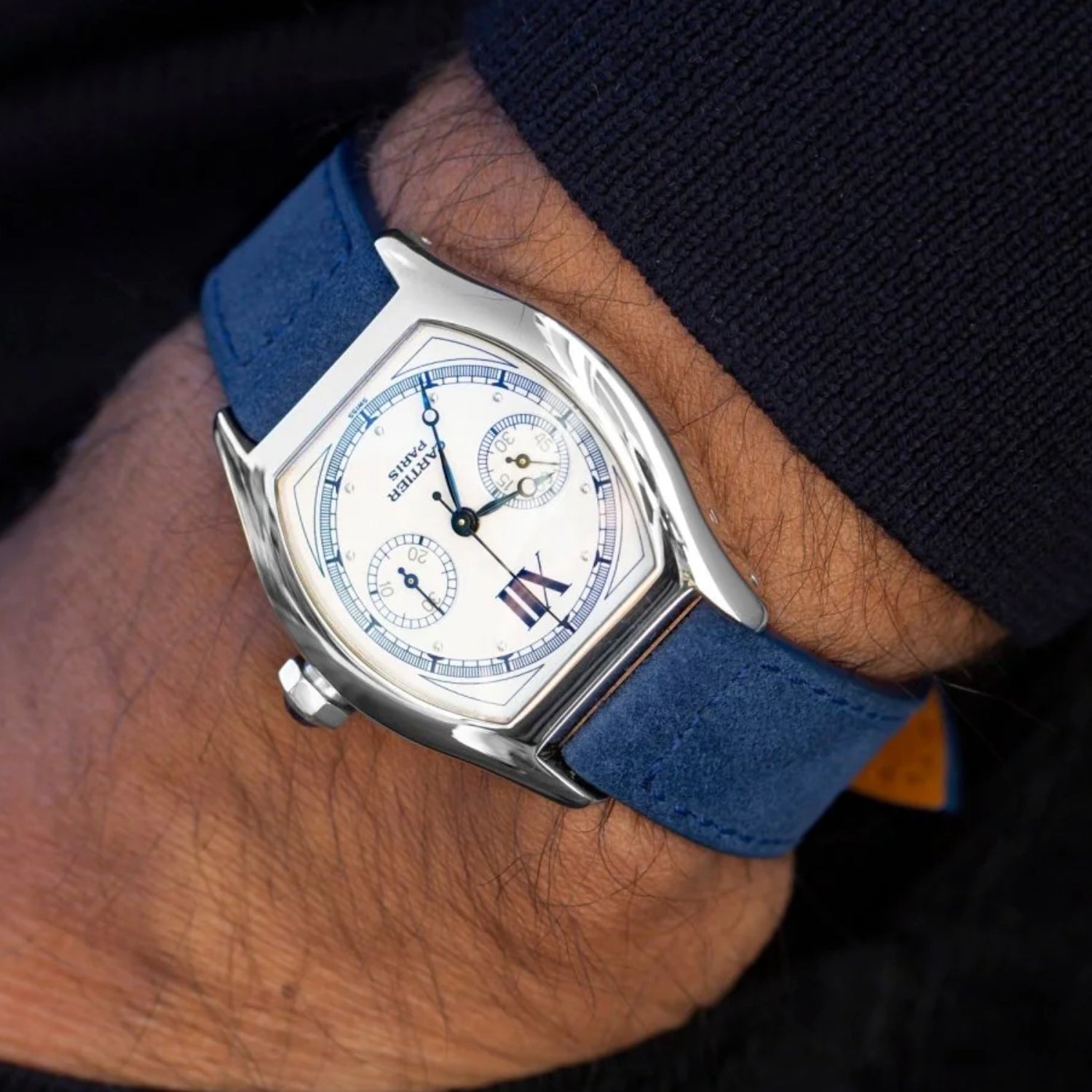 Suede Leather Watch Strap – Blue – Handmade – Helvetus®