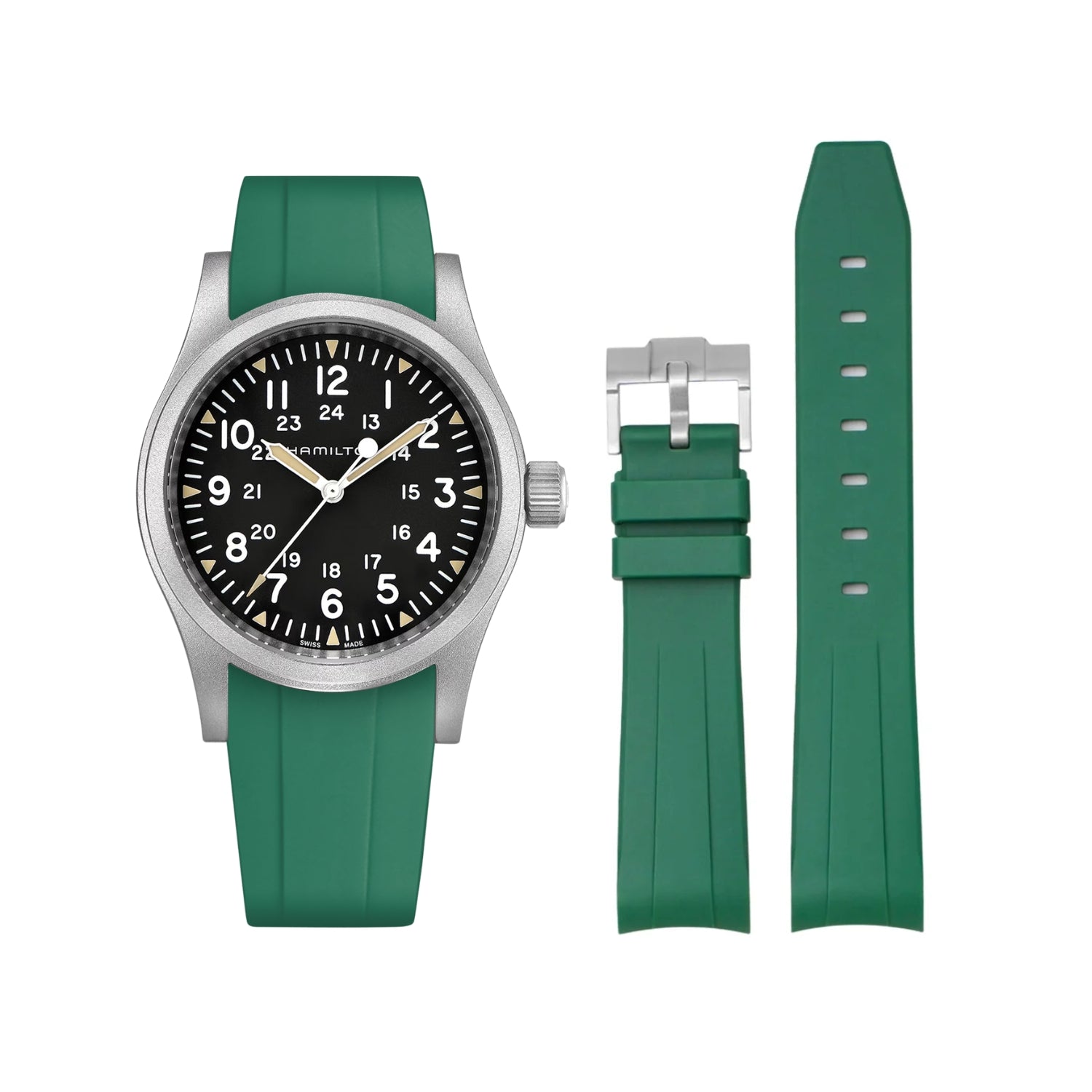 Rubber Strap – For Hamilton Khaki Field - Green