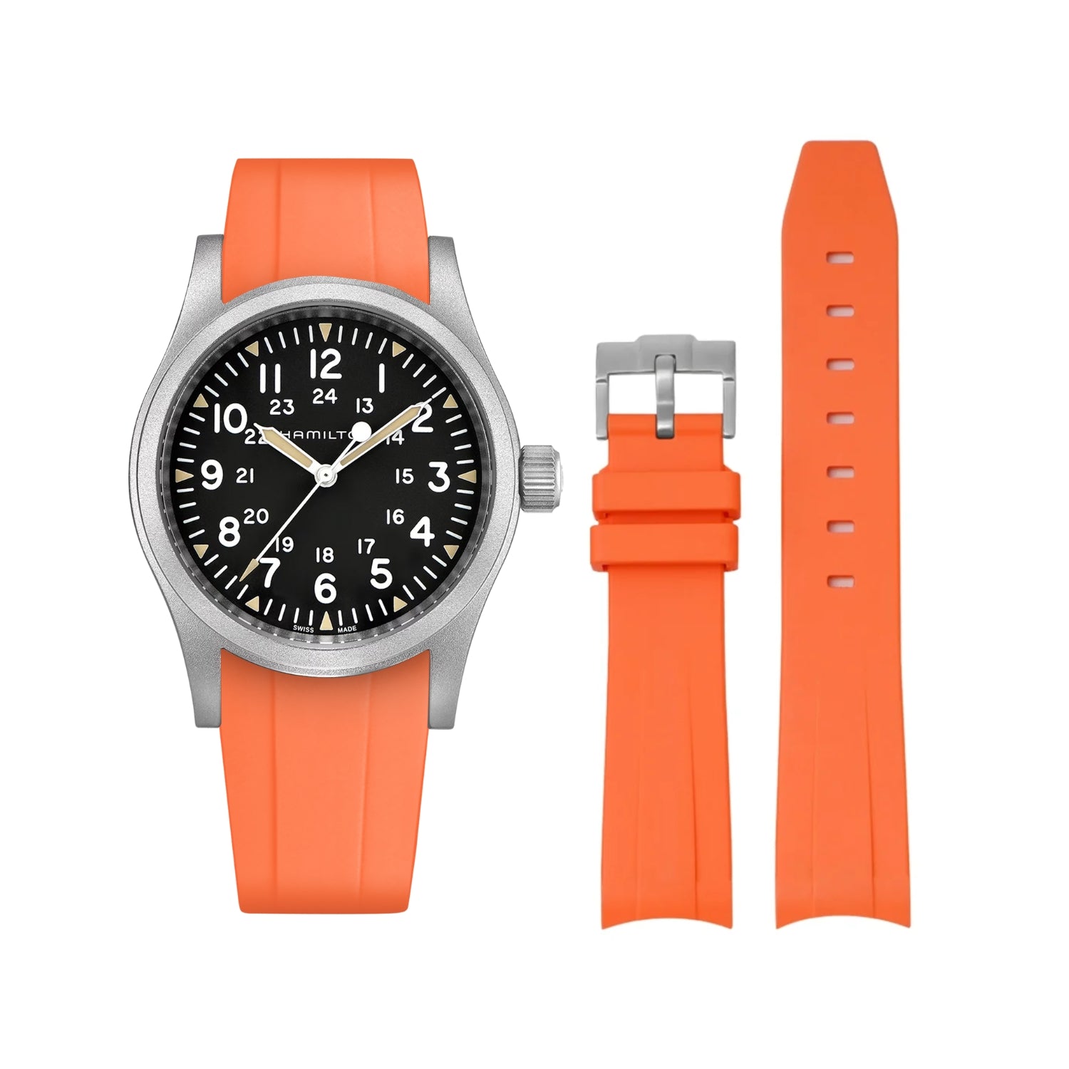 Rubber Strap – For Hamilton Khaki Field - Orange