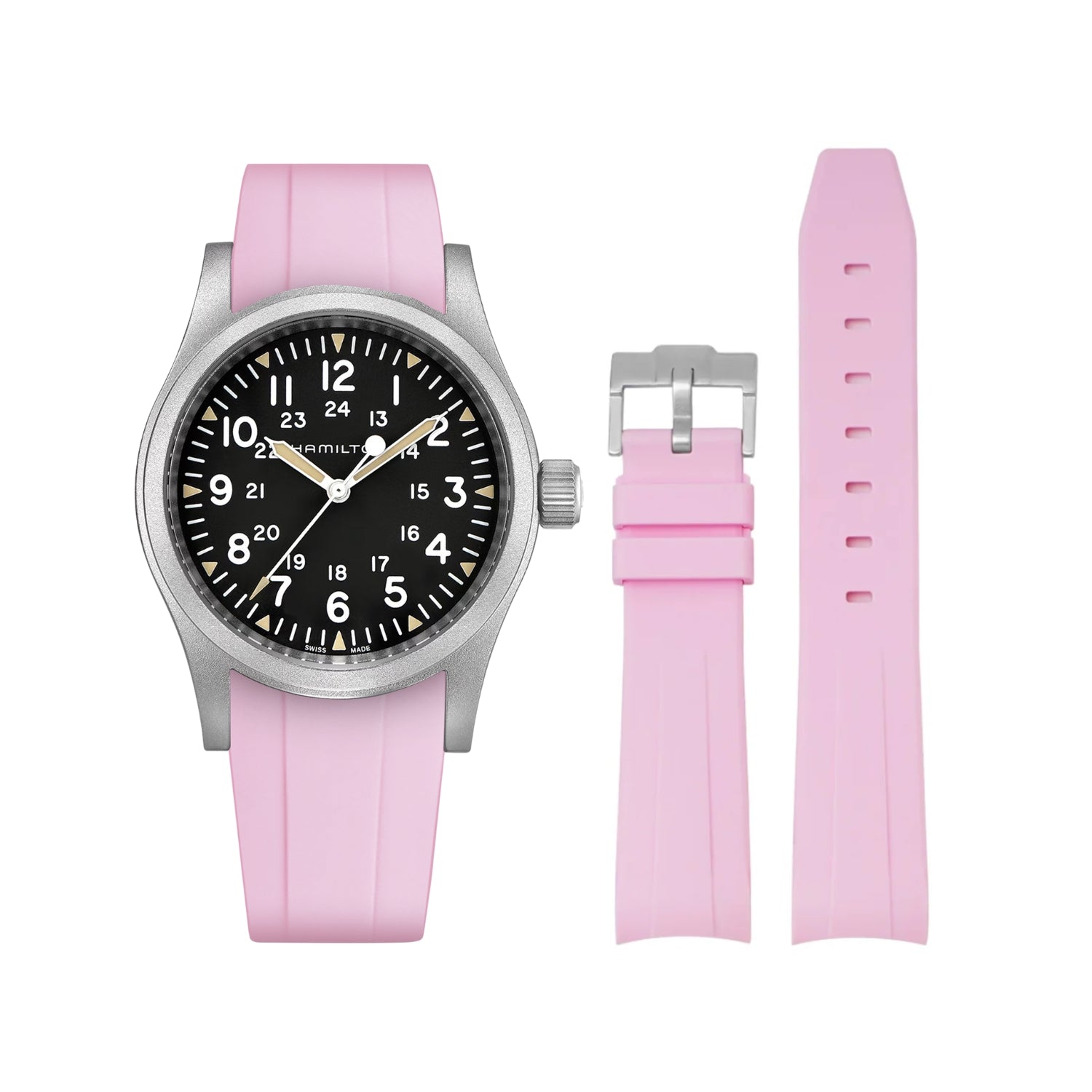 Rubber Strap – For Hamilton Khaki Field - Pink