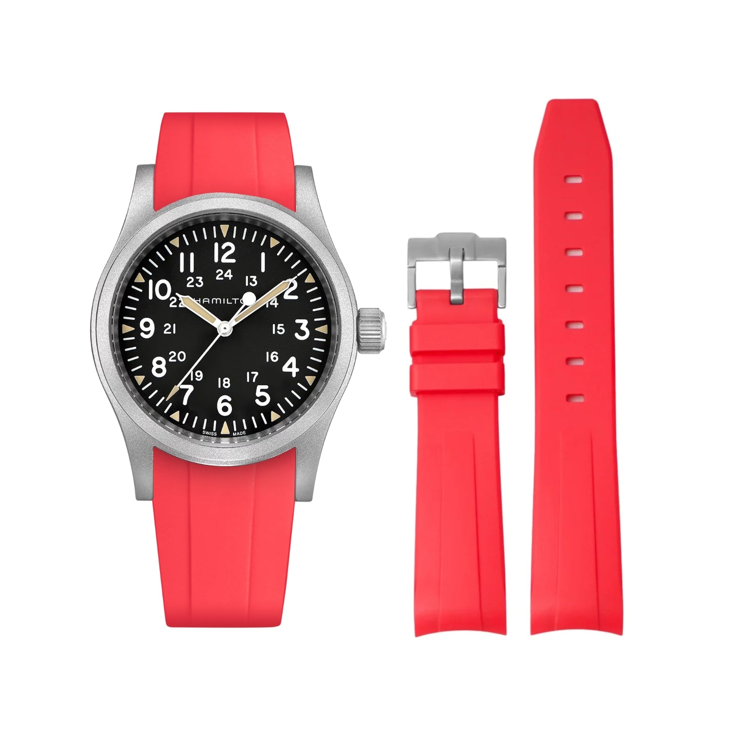 Rubber Strap – For Hamilton Khaki Field - Red