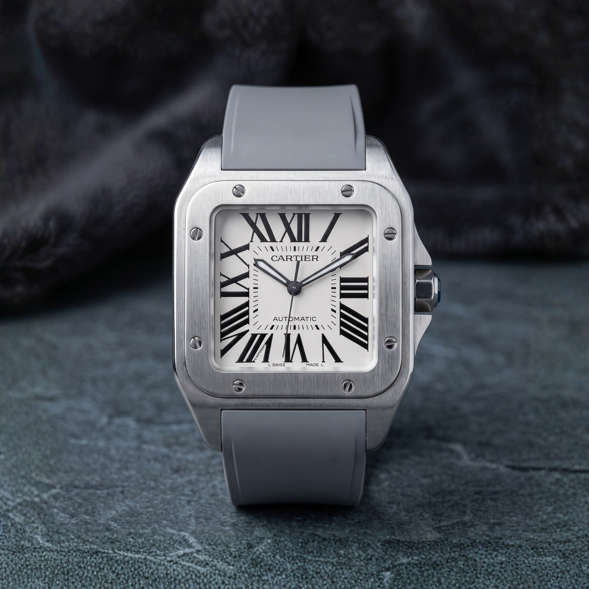 Cartier Santos 100 Rubber Strap - Grey - Helvetus