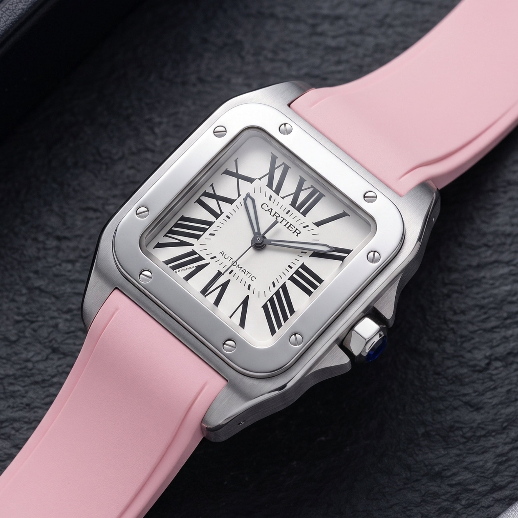 Cartier Santos 100 Rubber Strap - Pink - Helvetus