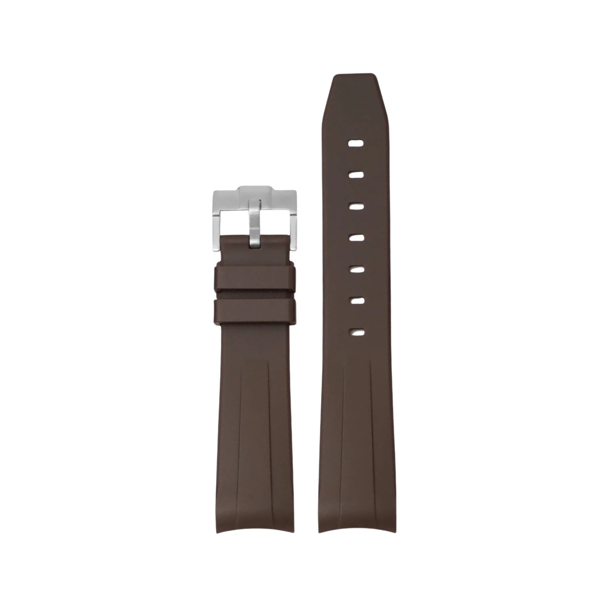 Curved FKM Rubber Strap – Universal Fit – Brown (20mm / 21mm / 22mm) - Helvetus