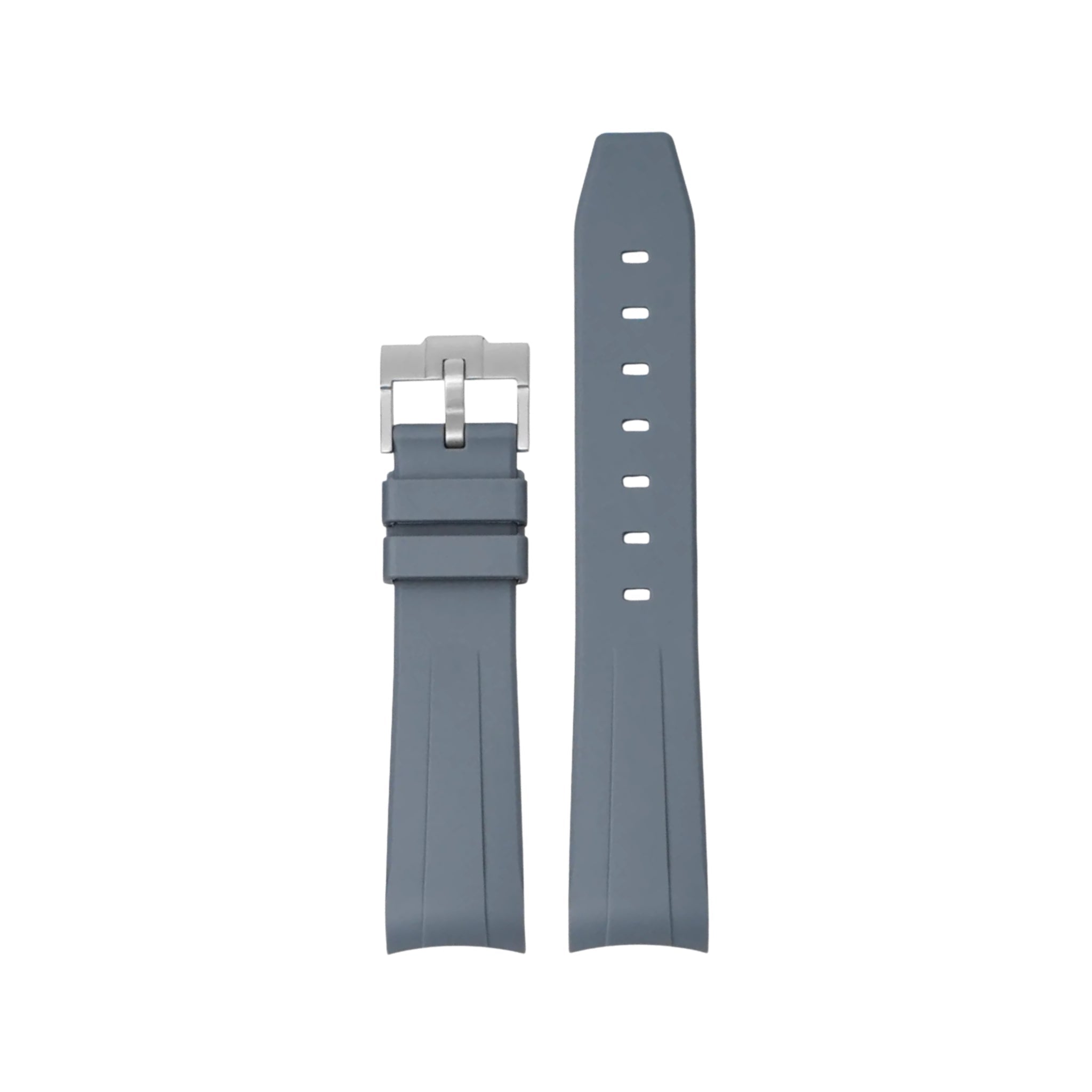 Curved FKM Rubber Strap – Universal Fit – Grey (20mm / 21mm / 22mm) - Helvetus
