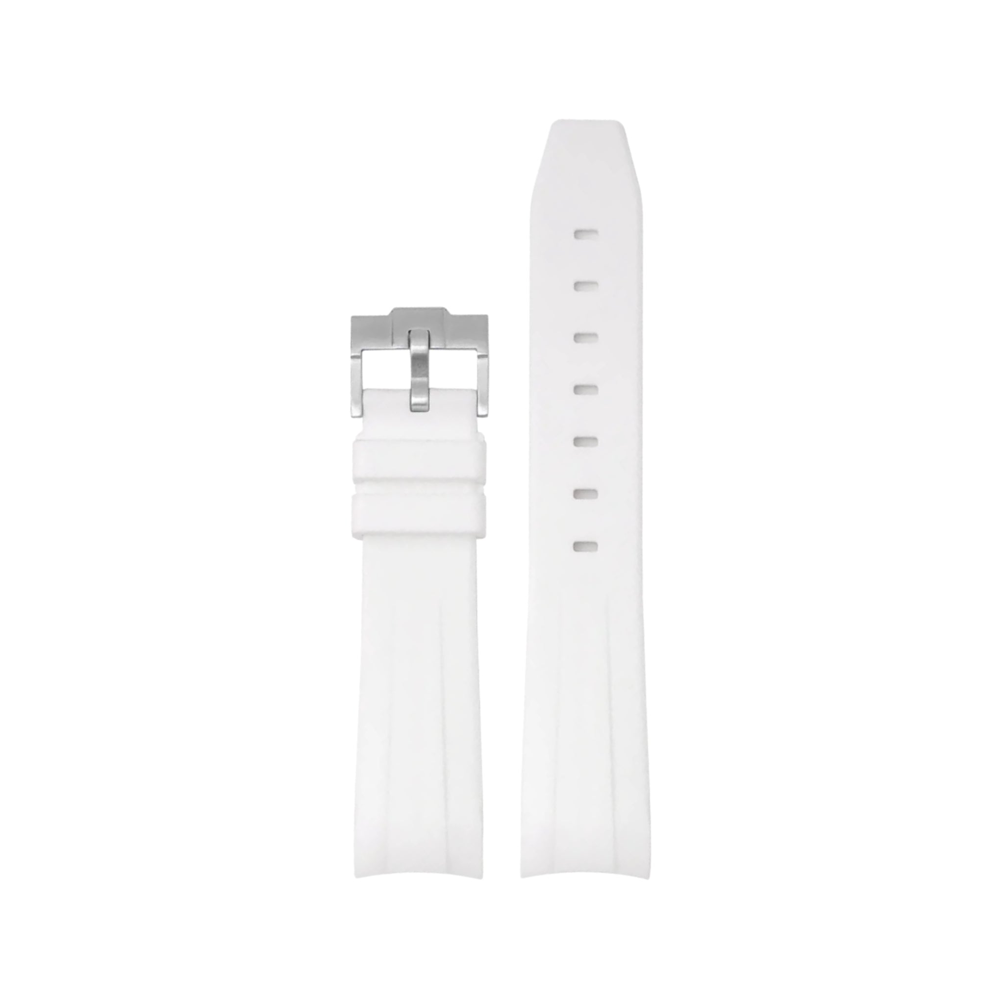 Curved FKM Rubber Strap – Universal Fit – White (20mm / 21mm / 22mm) - Helvetus