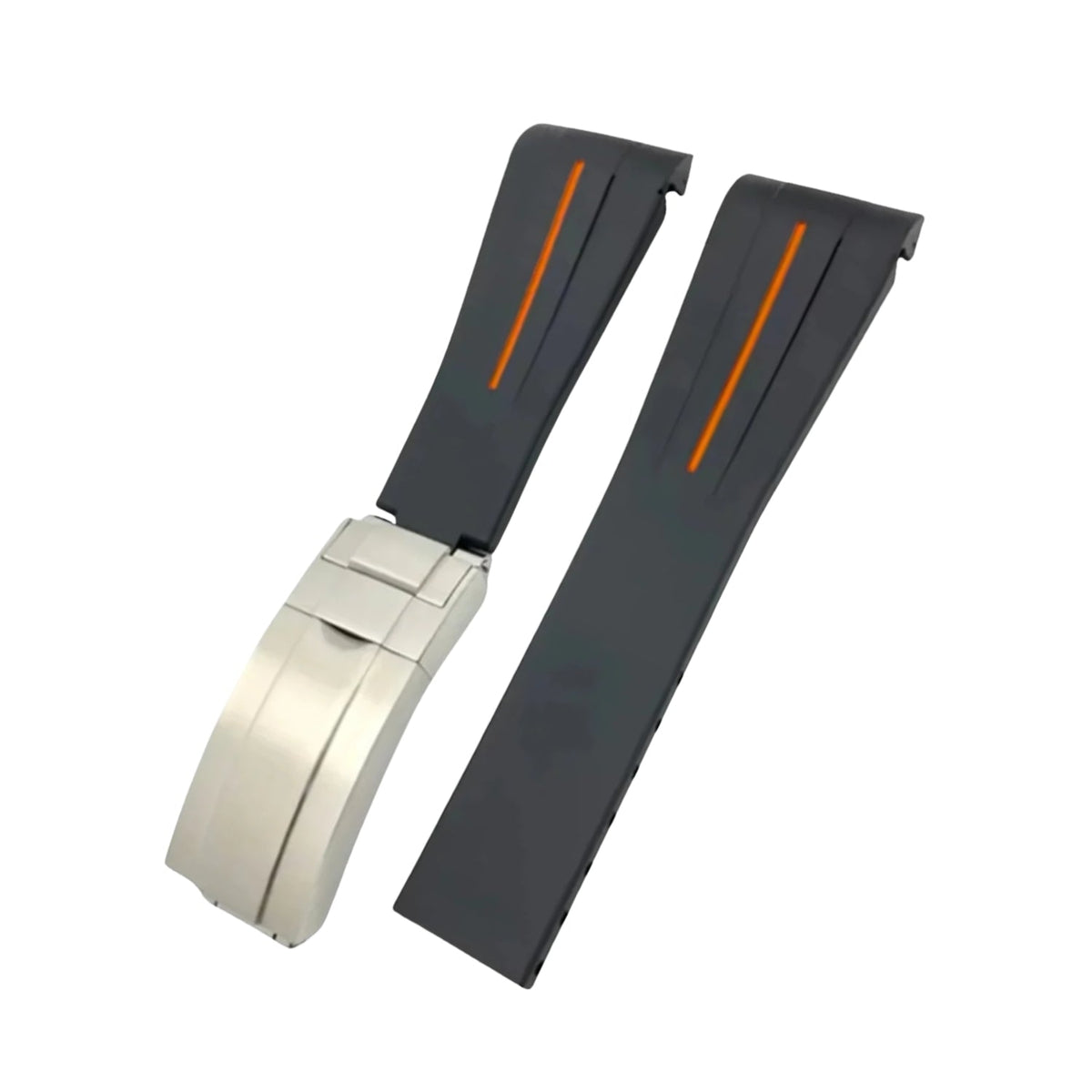 Deployant FKM Rubber Strap - Universal Fit - Black w/Orange Line | LuxLine® - Helvetus