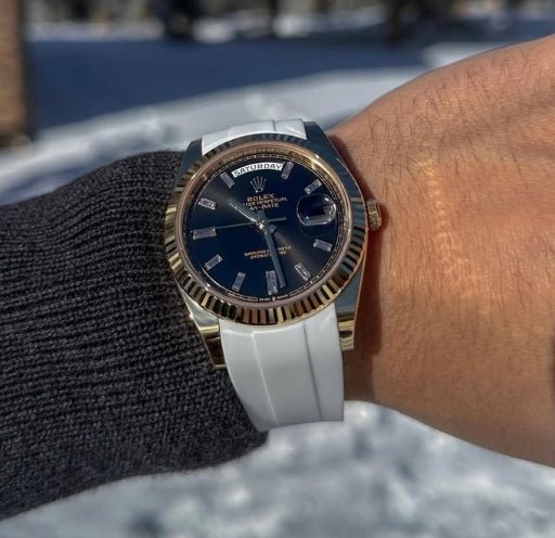 Deployant Rubber Strap - For Rolex Day - Date 40 - White - Helvetus