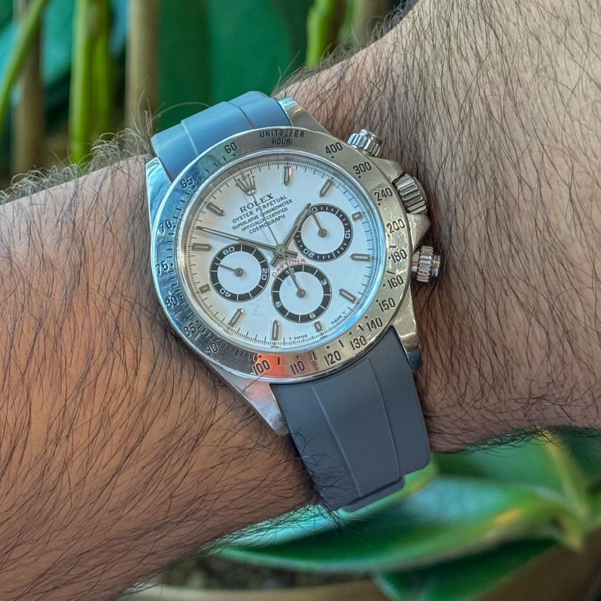 Deployant Rubber Strap - For Rolex Daytona - Grey - Helvetus