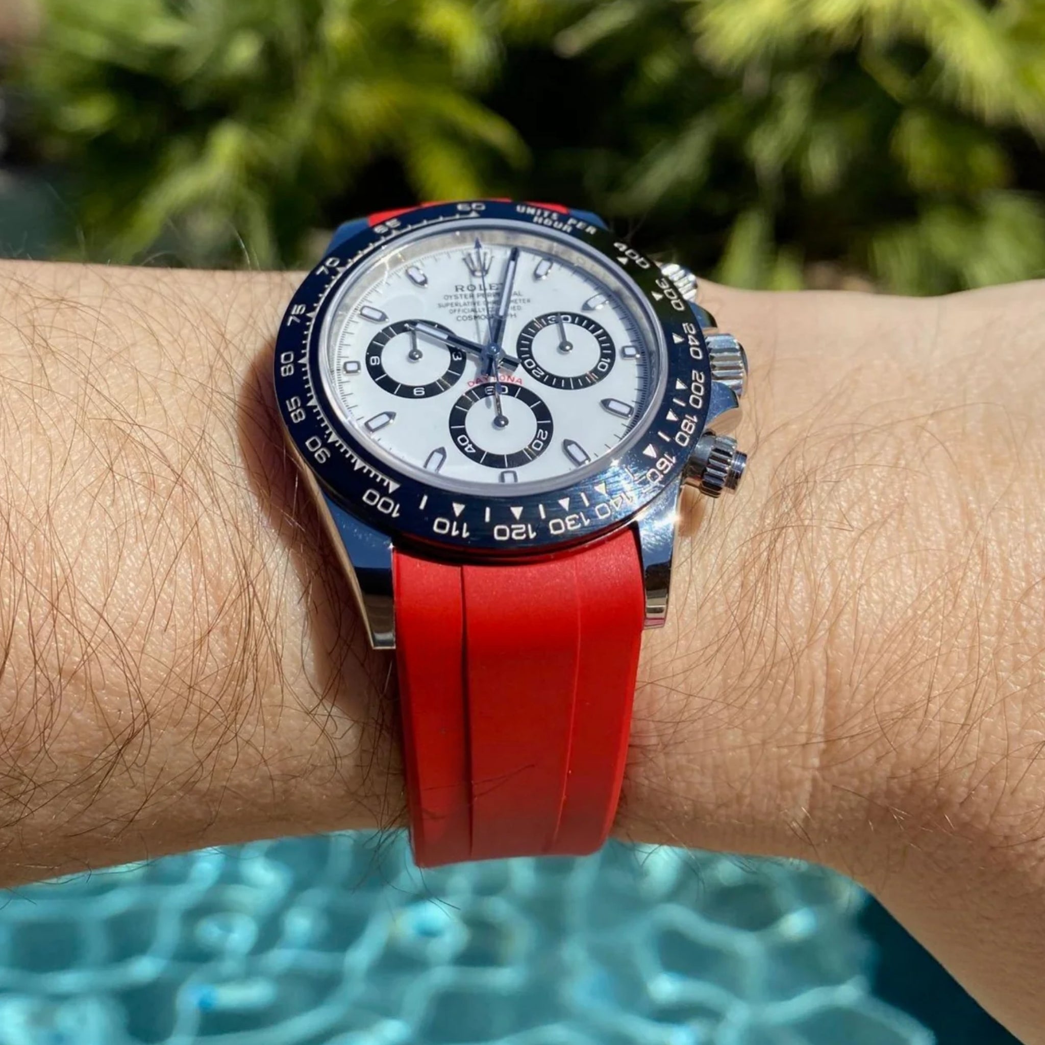 Deployant Rubber Strap - For Rolex Daytona - Red - Helvetus