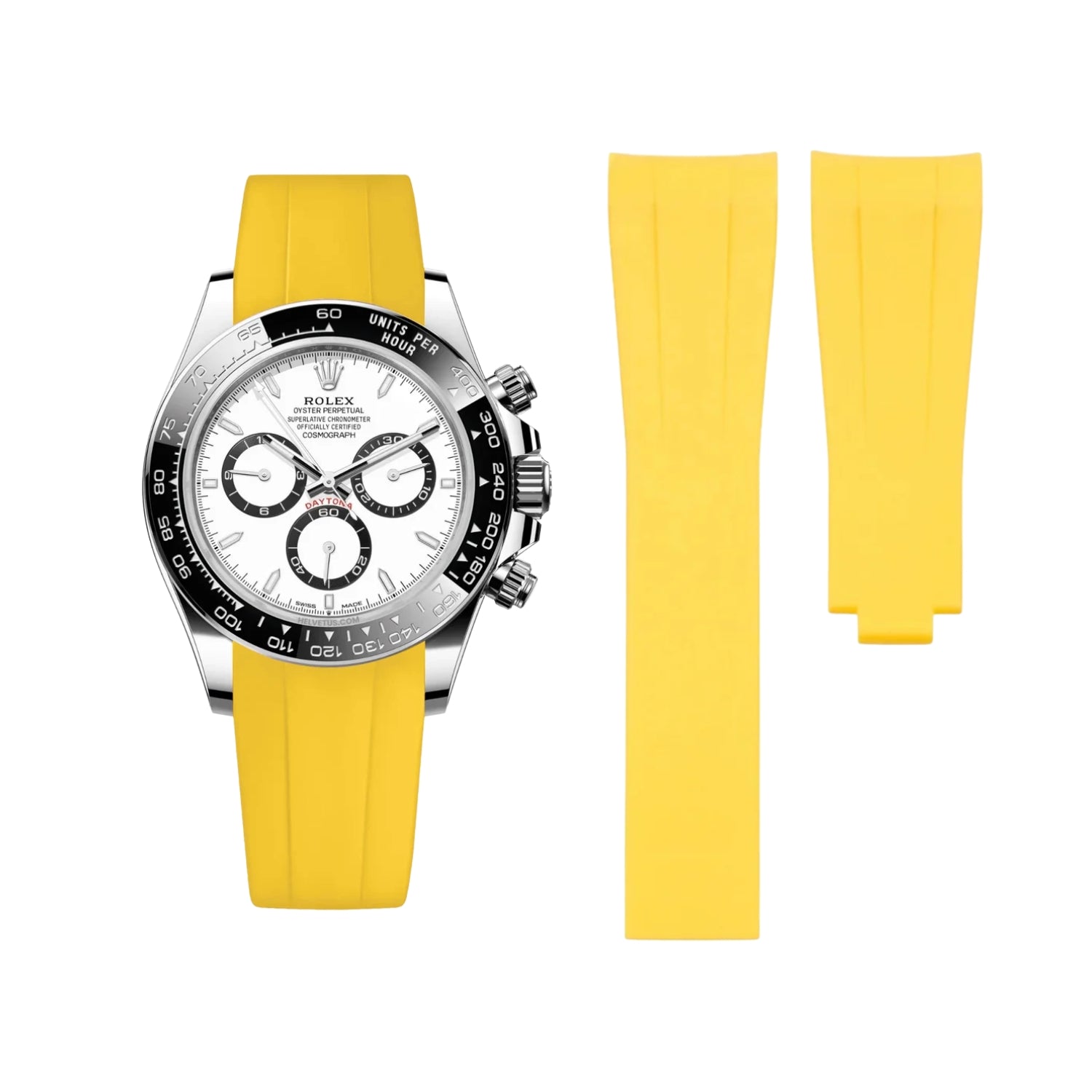 Deployant Rubber Strap - For Rolex Daytona - Yellow - Helvetus
