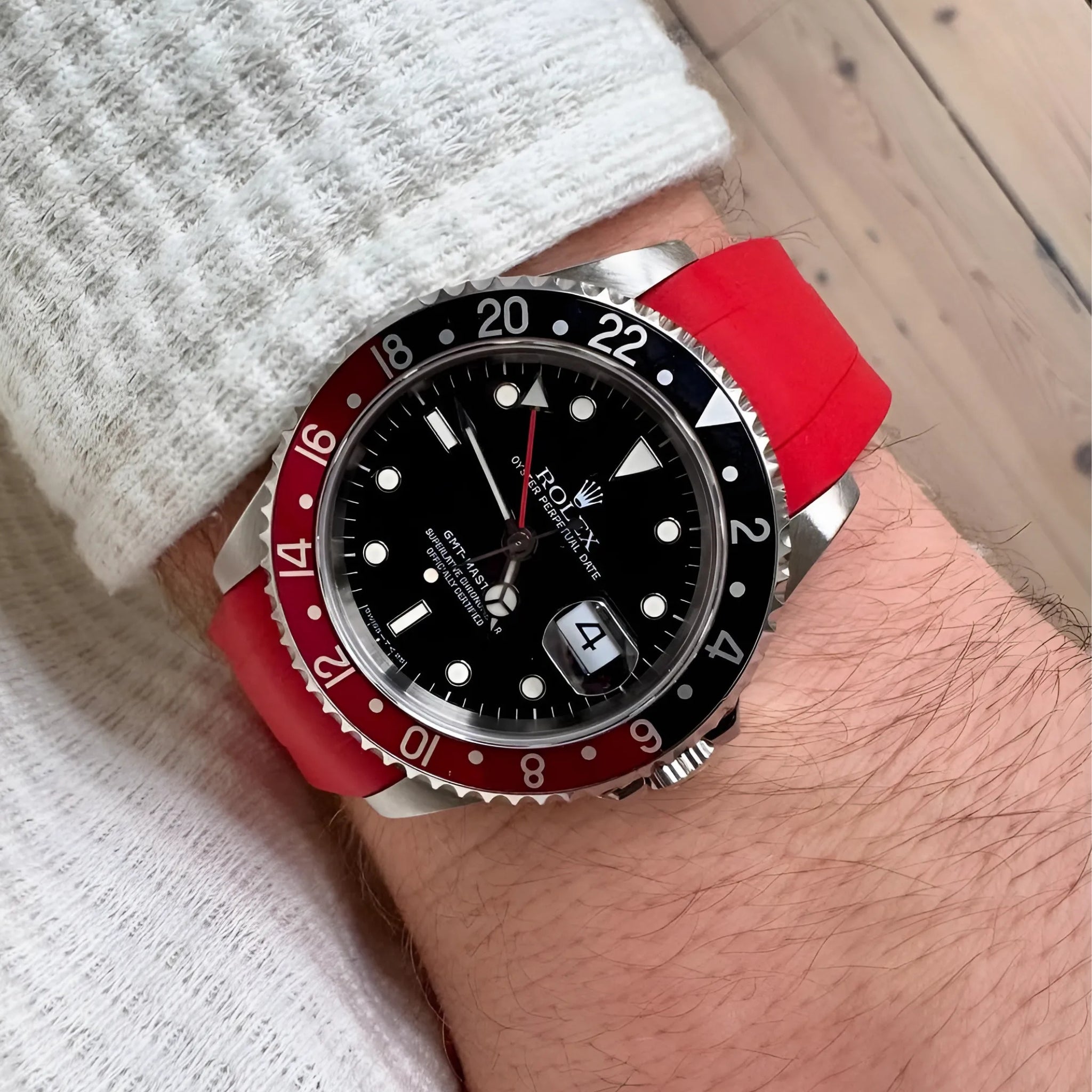 Deployant Rubber Strap - For Rolex GMT - Master II - Red - Helvetus