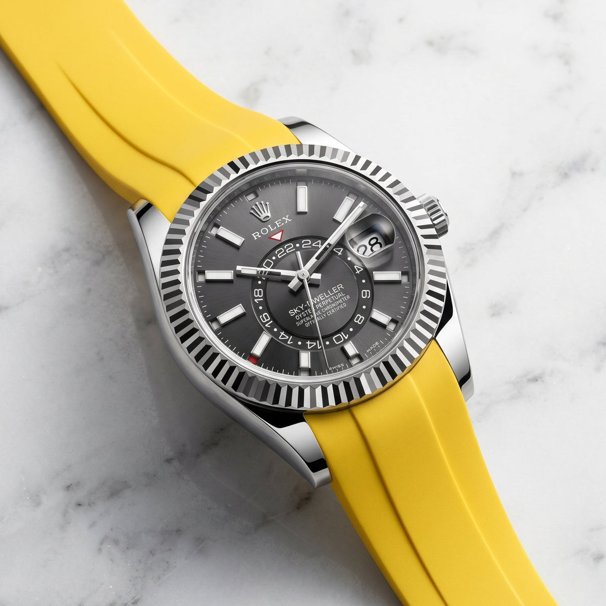 Deployant Rubber Strap - For Rolex Sky-Dweller - Yellow - Helvetus