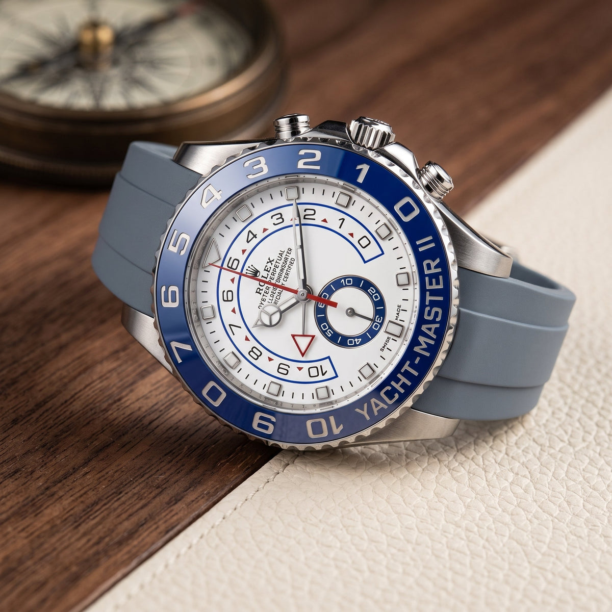 Deployant Rubber Strap - For Rolex Yacht-Master II 44mm - Grey - Helvetus