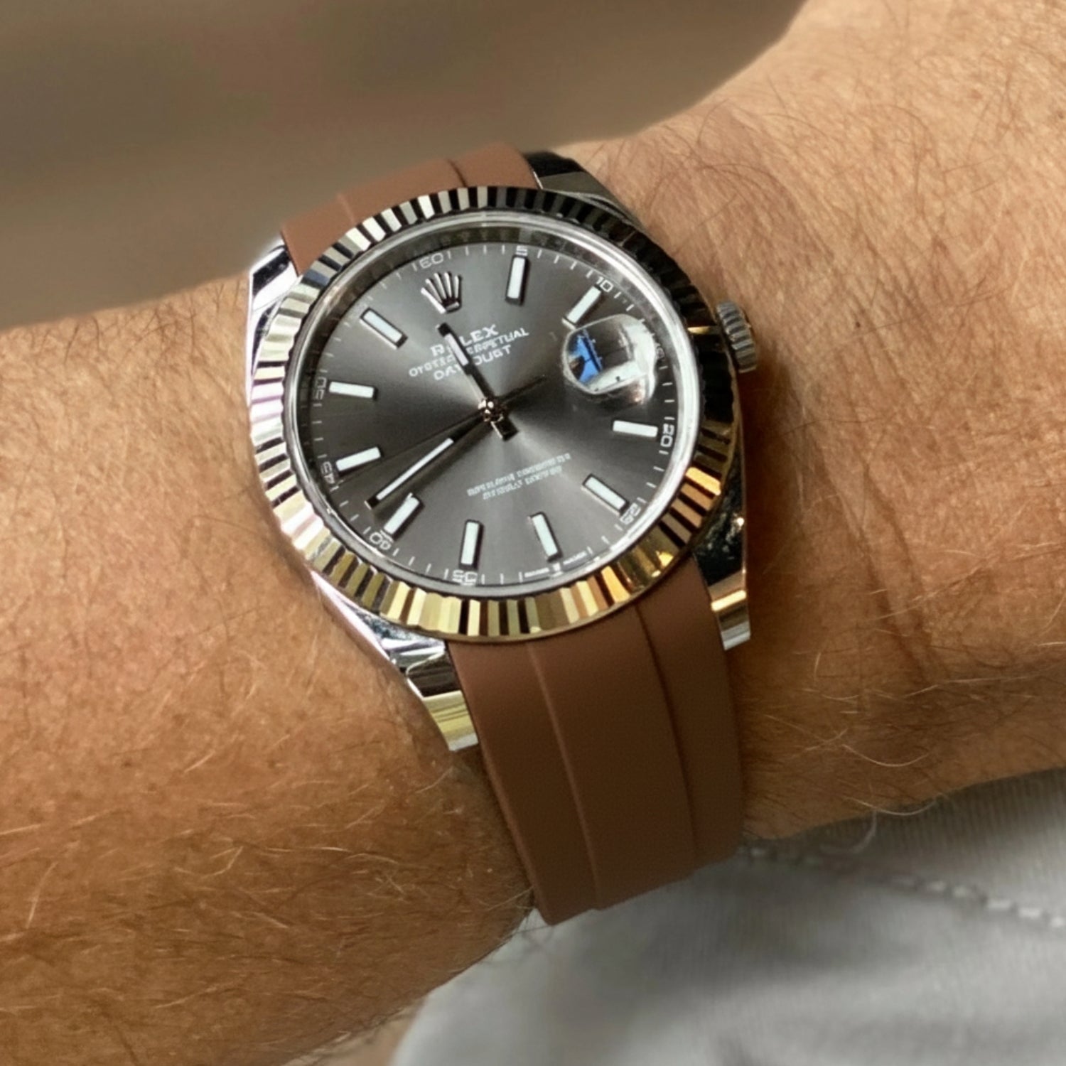 Deployant Strap - For Rolex Datejust 41mm - Brown - Helvetus