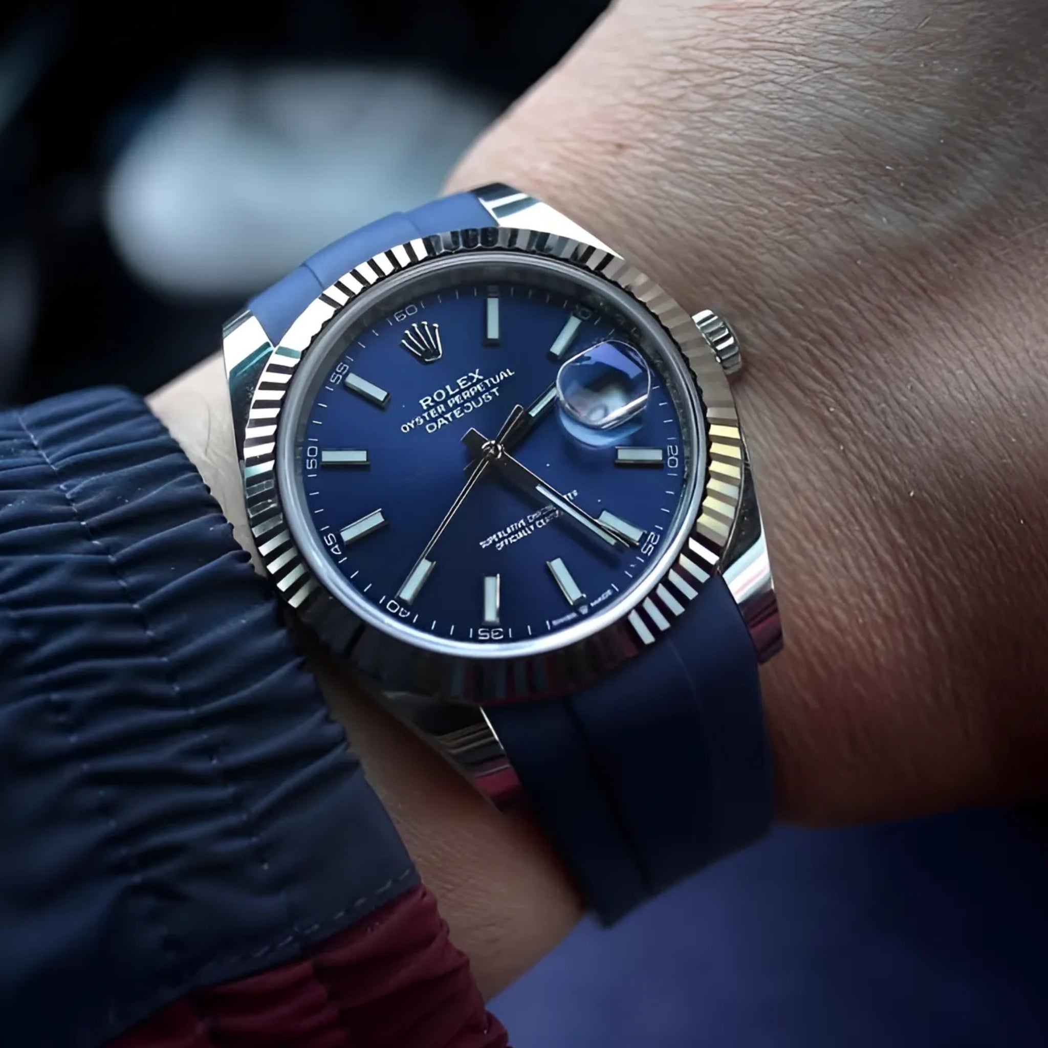 Deployant Strap - For Rolex Datejust 41mm - Navy Blue - Helvetus