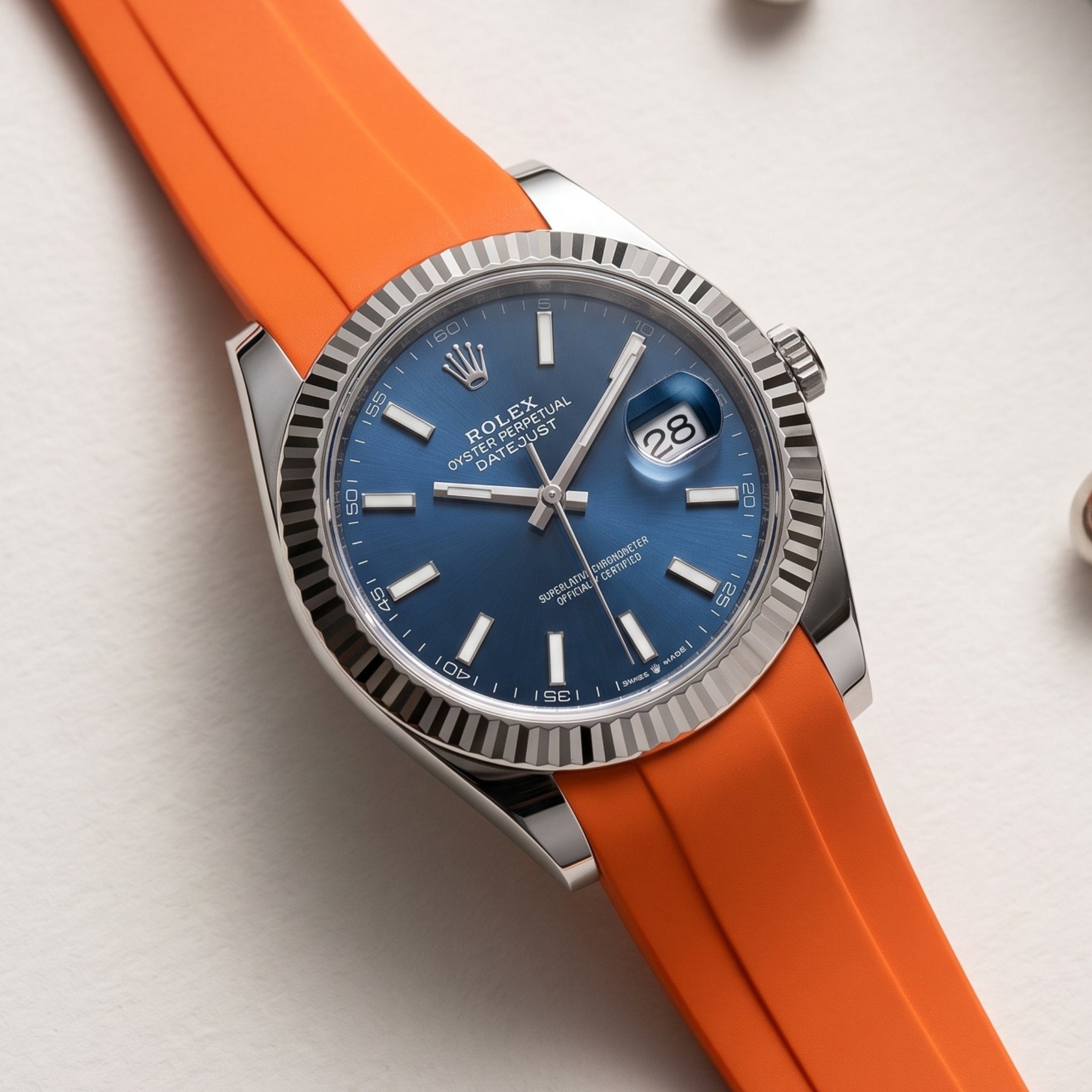 Deployant Strap - For Rolex Datejust 41mm - Orange - Helvetus