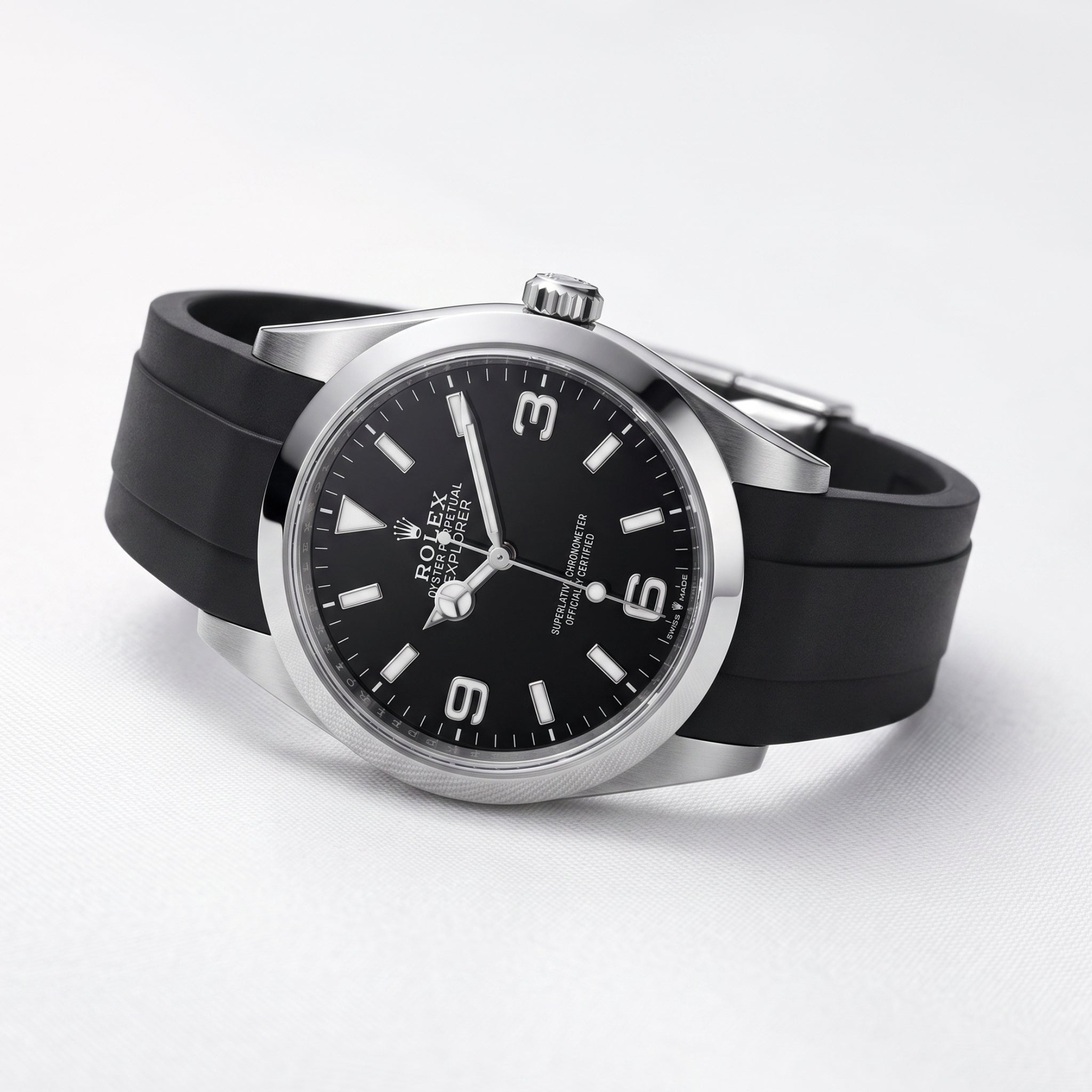 Deployant Strap - For Rolex Explorer I - Black - Helvetus